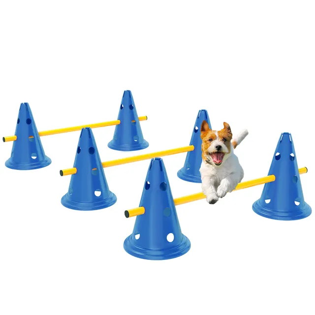 pawhut-kit-d-agilit-pour-chien-ajustable-avec-sac-de-transport-bleu image 1