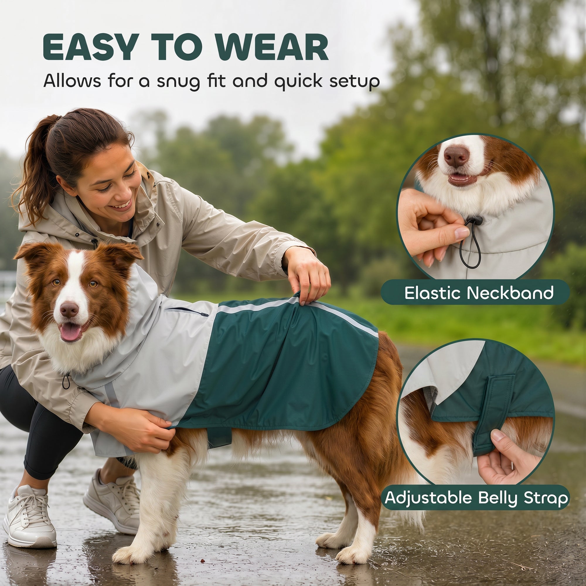pawhut-imperm-able-pour-chien-moyen-vert-taille-m-avec-capuche image 8