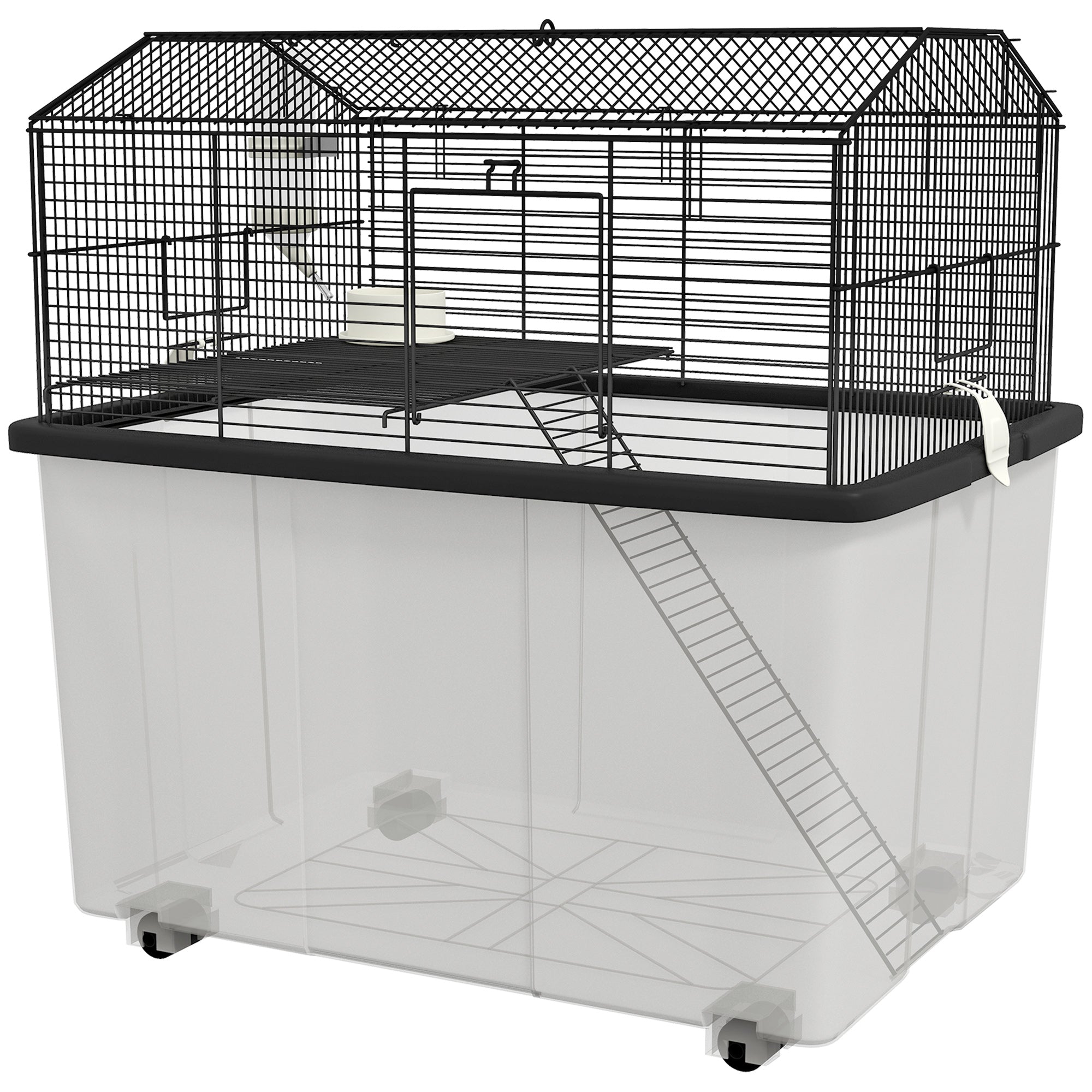 pawhut-cage-hamster-tages-avec-rampe-et-roulettes-noir image 2