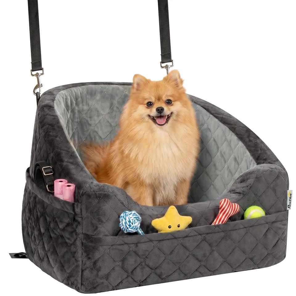 pawhut-si-ge-auto-rehausseur-portable-pour-petit-chien-moins-de-10-kg-coussin-pa image 1