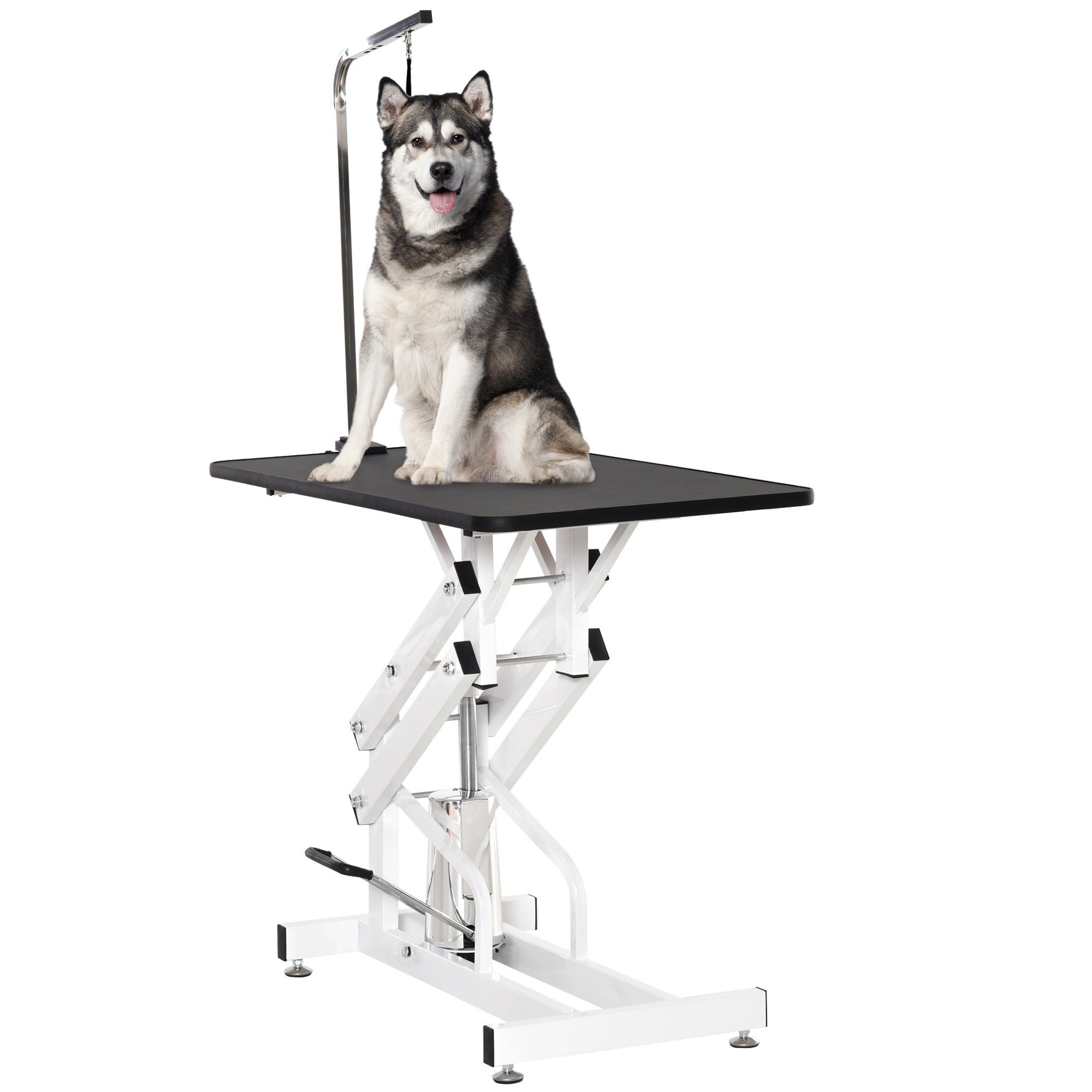 pawhut-table-de-toilettage-hydraulique-z-lift-43-200-kg-noire image 1