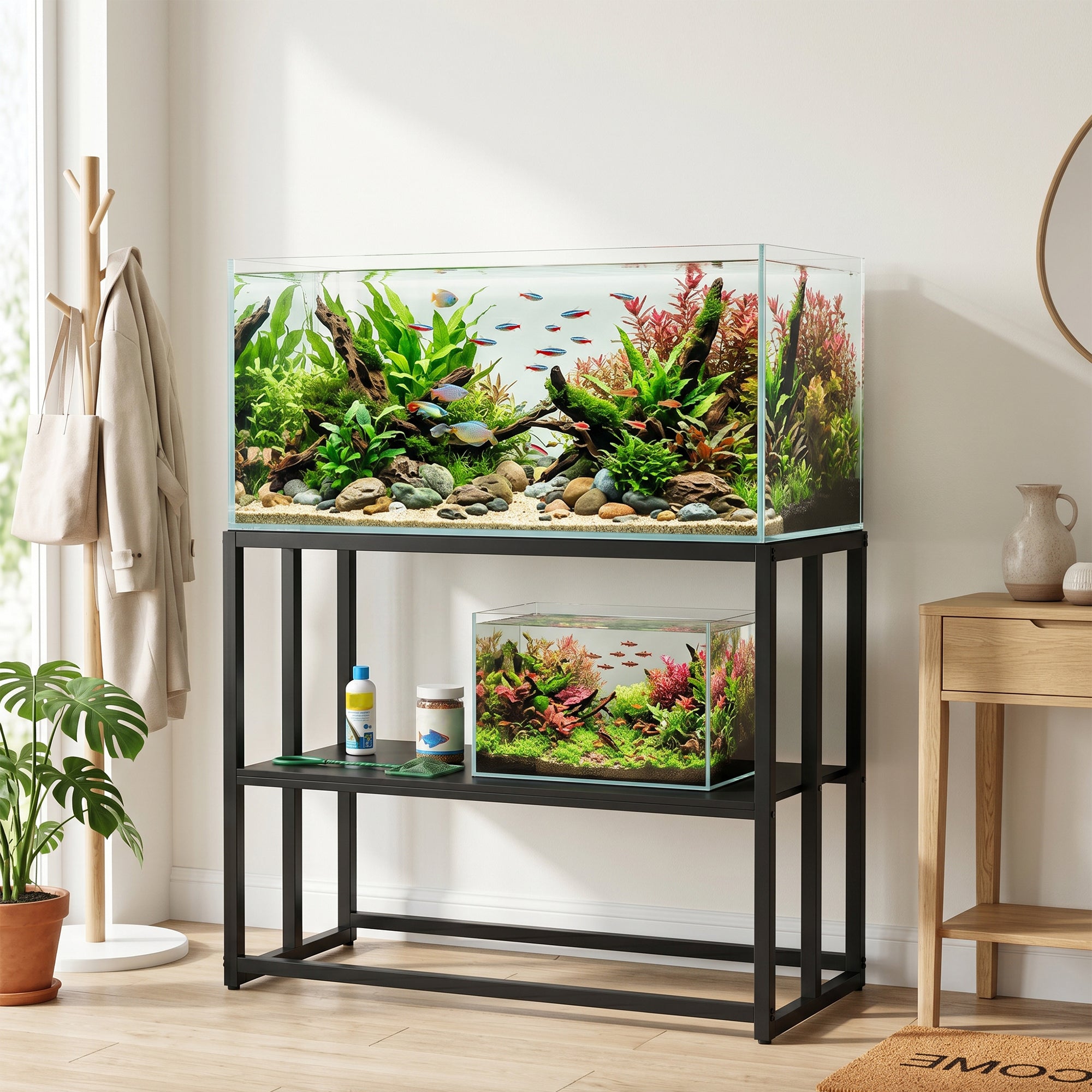 pawhut-meuble-support-aquarium-40-gallons-acier-avec-tag-re-36-6-x-18-5-x-29-9-n image 4