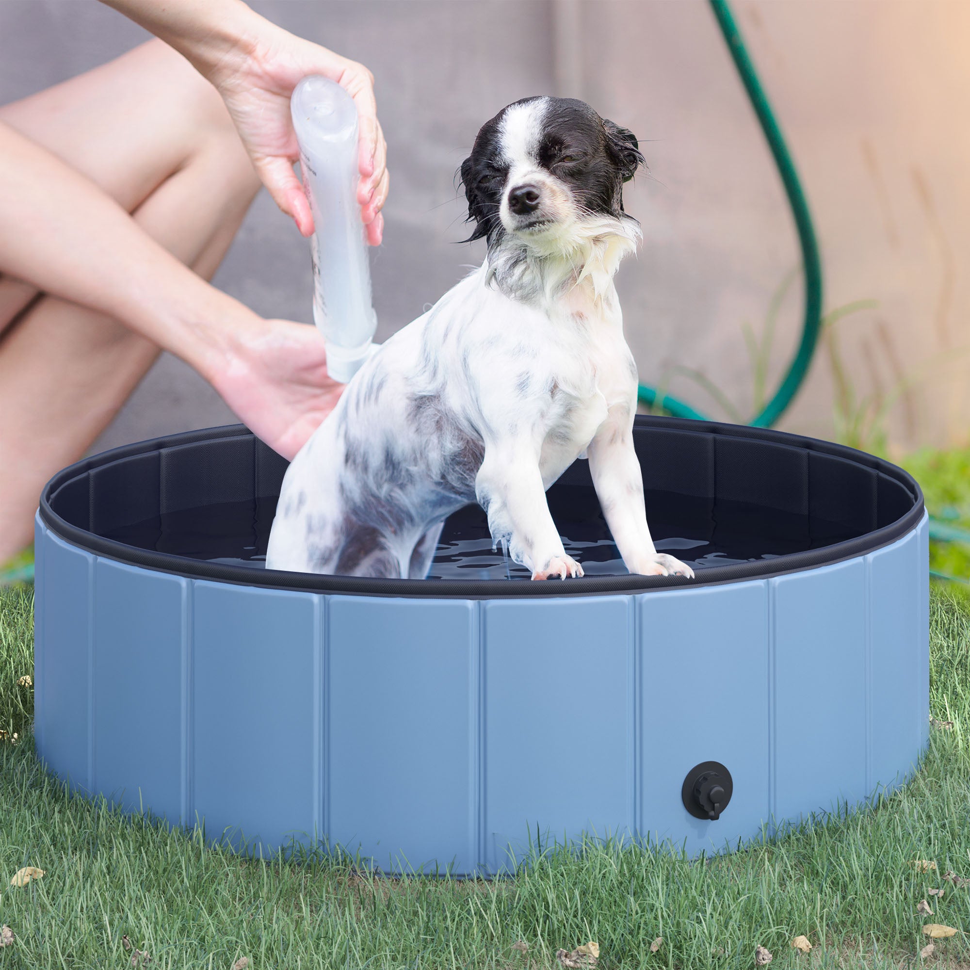pawhut-piscine-pliable-pour-chien-bleue-100-x-30-cm-avec-vidange-et-fond-antid-r image 3