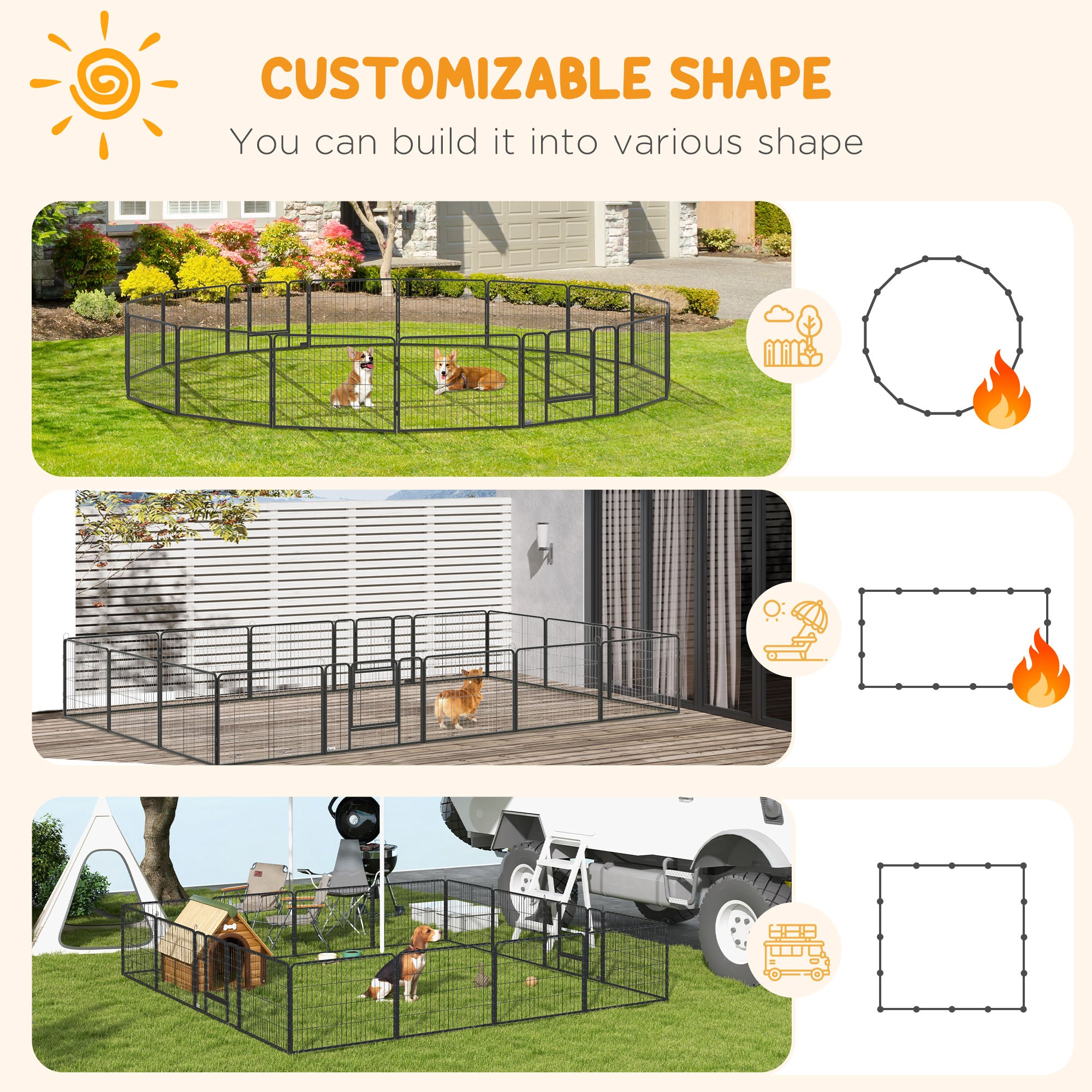 pawhut-parc-pour-chien-16-panneaux-m-tal-60-cm-haut-enclos-int-rieur-ext-rieur image 6