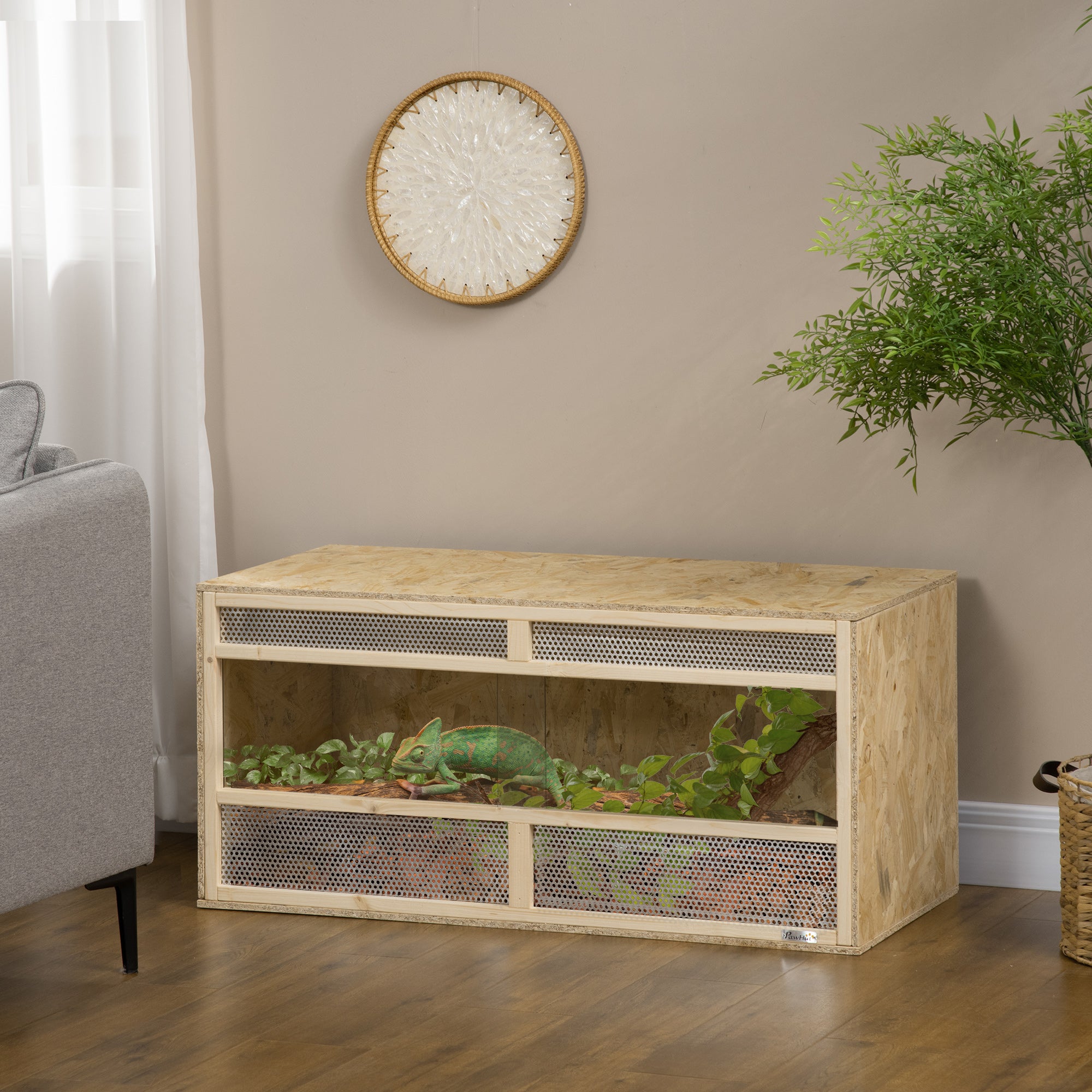 pawhut-terrarium-reptile-58-gallons-portes-coulissantes-naturel image 4