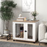 pawhut-cage-meuble-marron-pour-chiens-petits-et-moyens-avec-double-porte image 3