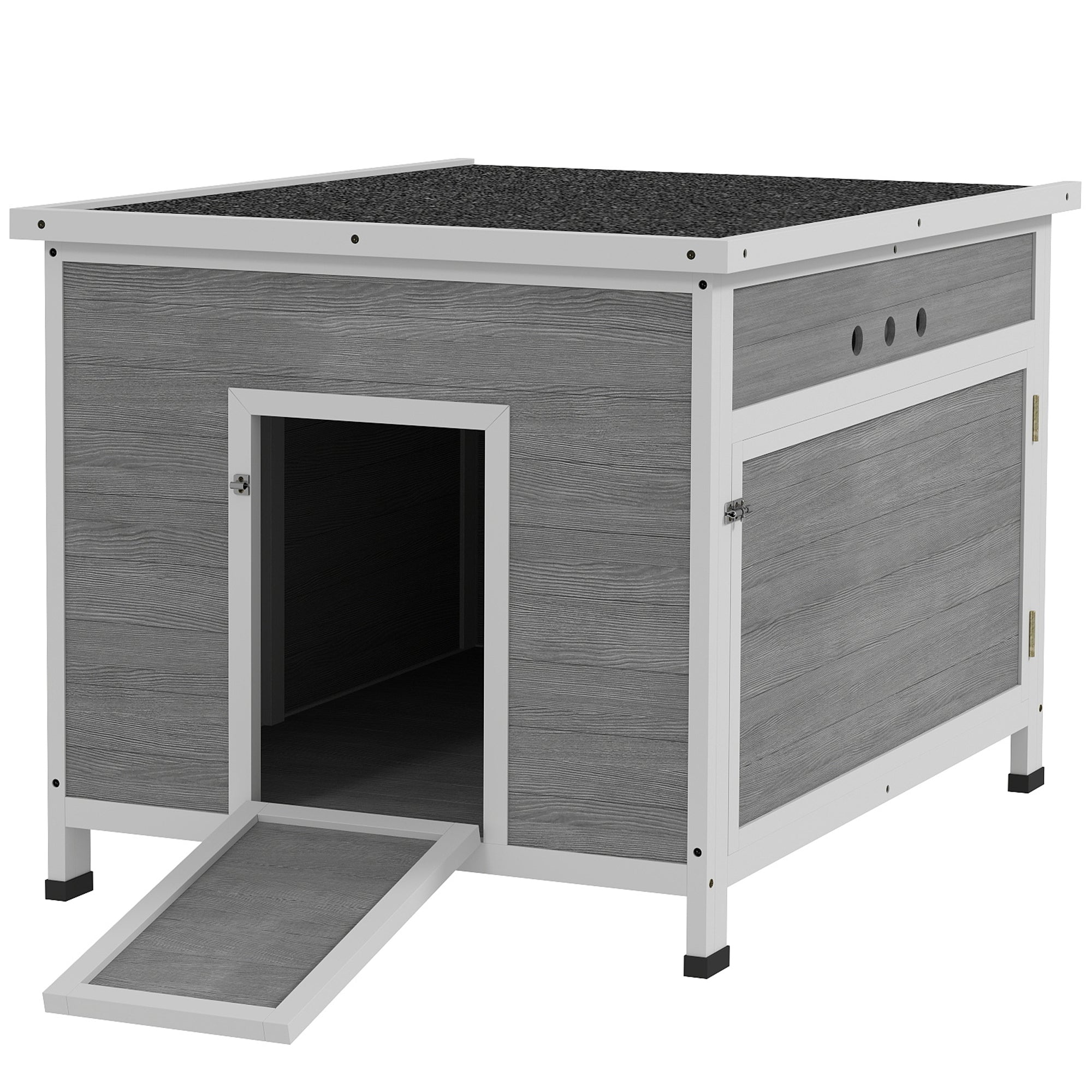 pawhut-cabane-canards-avec-toit-ouvrant-et-plancher-amovible-gris-clair image 1