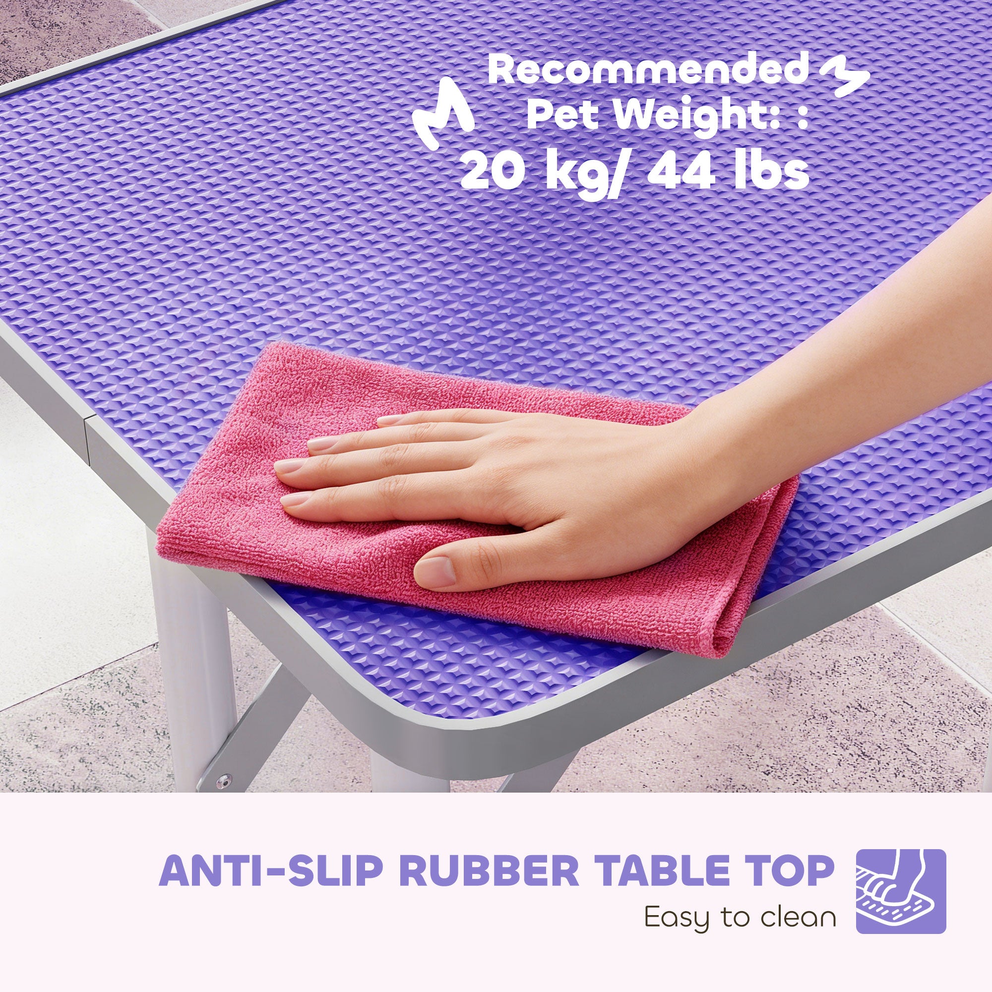 pawhut-table-de-toilettage-pliable-32-avec-bras-r-glable-et-dessus-antid-rapant--2 image 8
