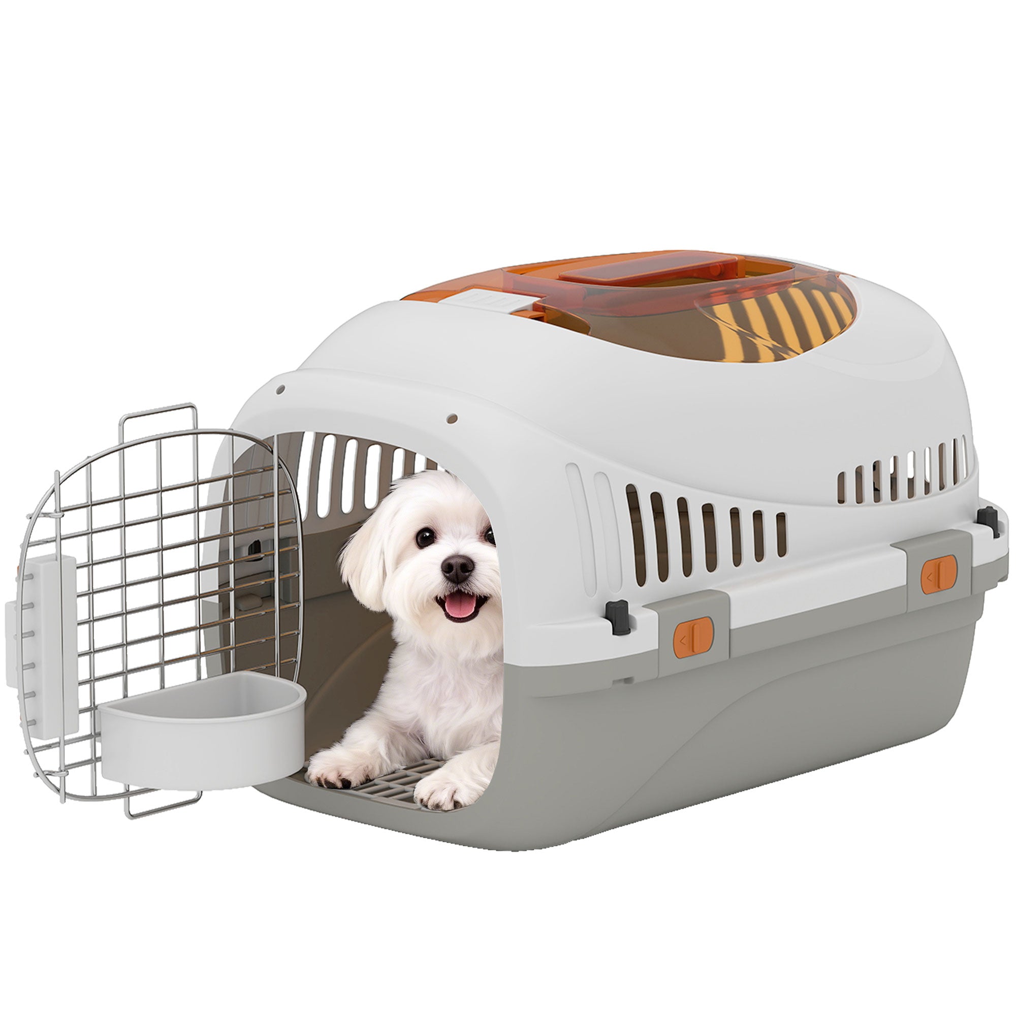 pawhut-caisse-de-transport-rigide-pour-chats-et-petits-chiens-avec-porte-acier-e image 1