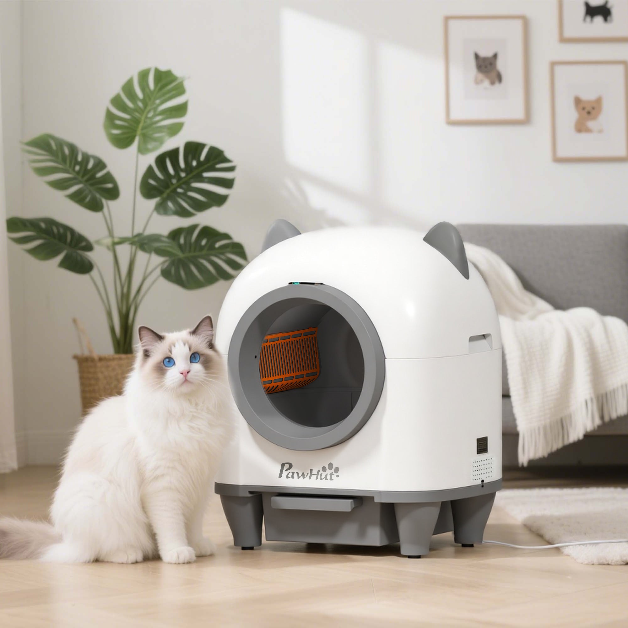 pawhut-liti-re-autonettoyante-automatique-pour-chat-80l-blanche-avec-app image 3
