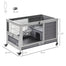 pawhut-clapier-lapin-compact-roulettes-bois-gris image 4