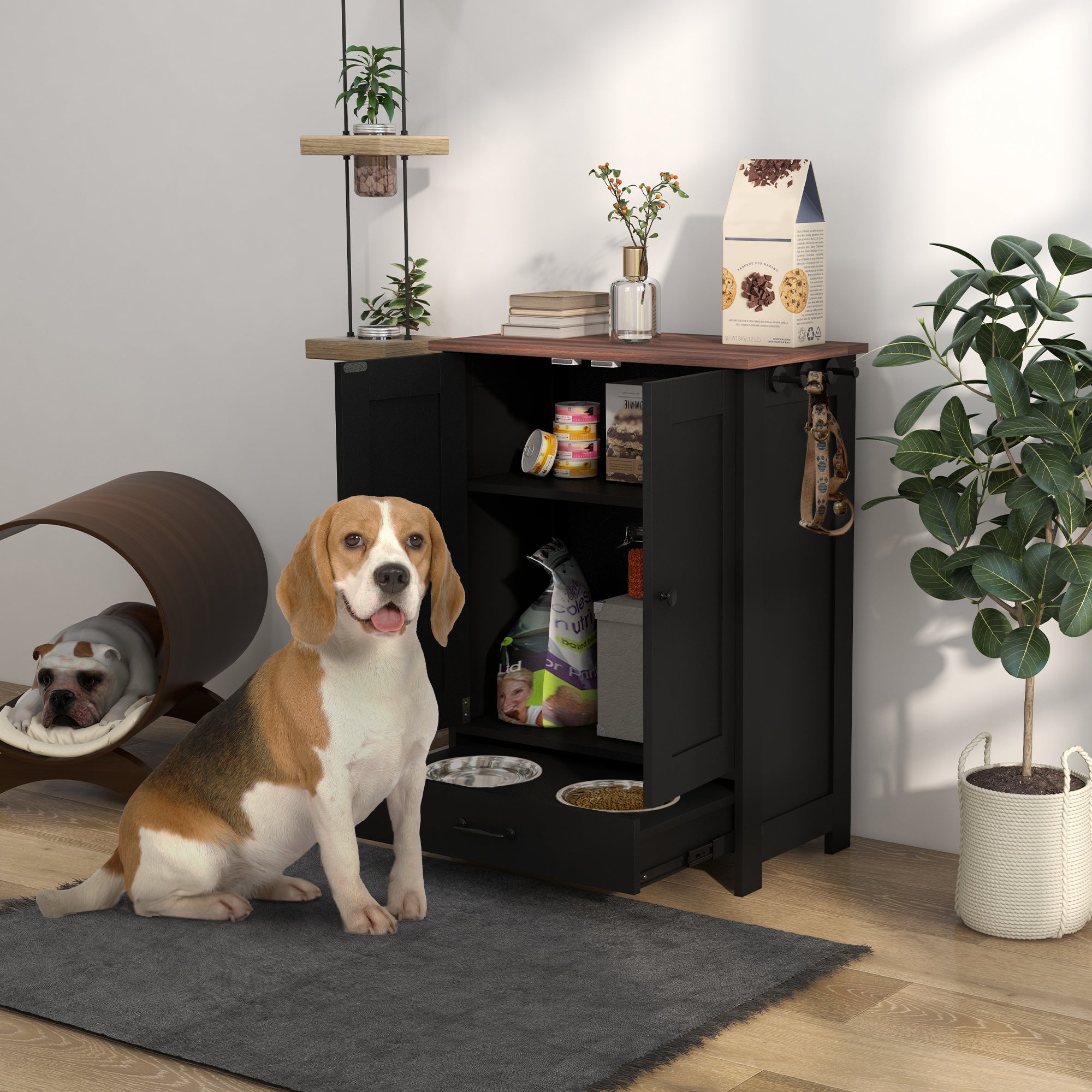 pawhut-station-d-alimentation-chien-avec-bols-cach-s-et-placard-de-rangement-noi image 3