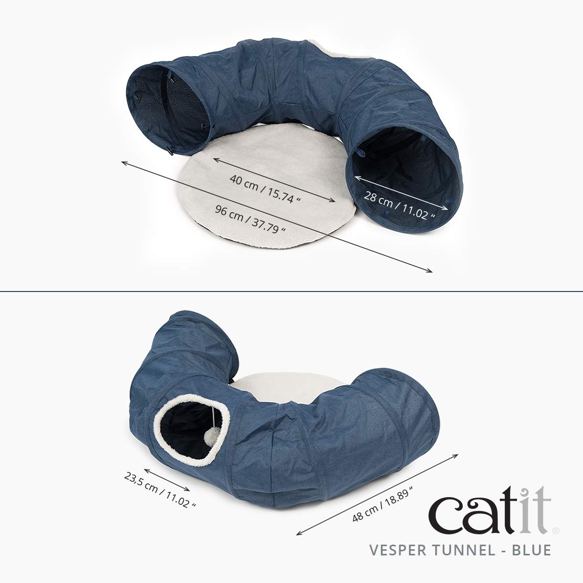 catit-vesper-tunnel-avec-lit-pour-chat-bleu-68-x-97-x-28-cm image 5