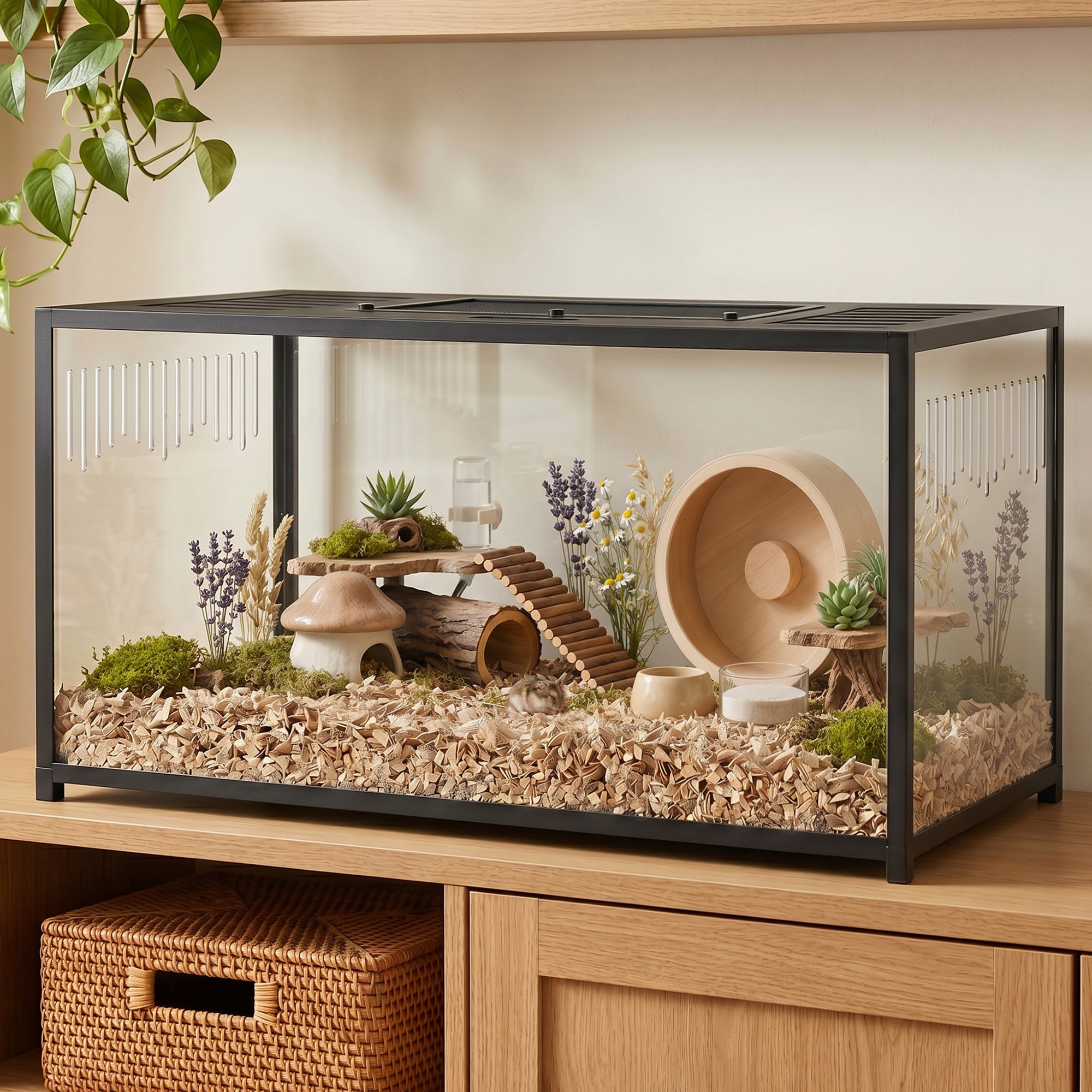pawhut-cage-hamster-m-tal-100-x-50-x-52-5-cm-noire-anti-rongement image 4