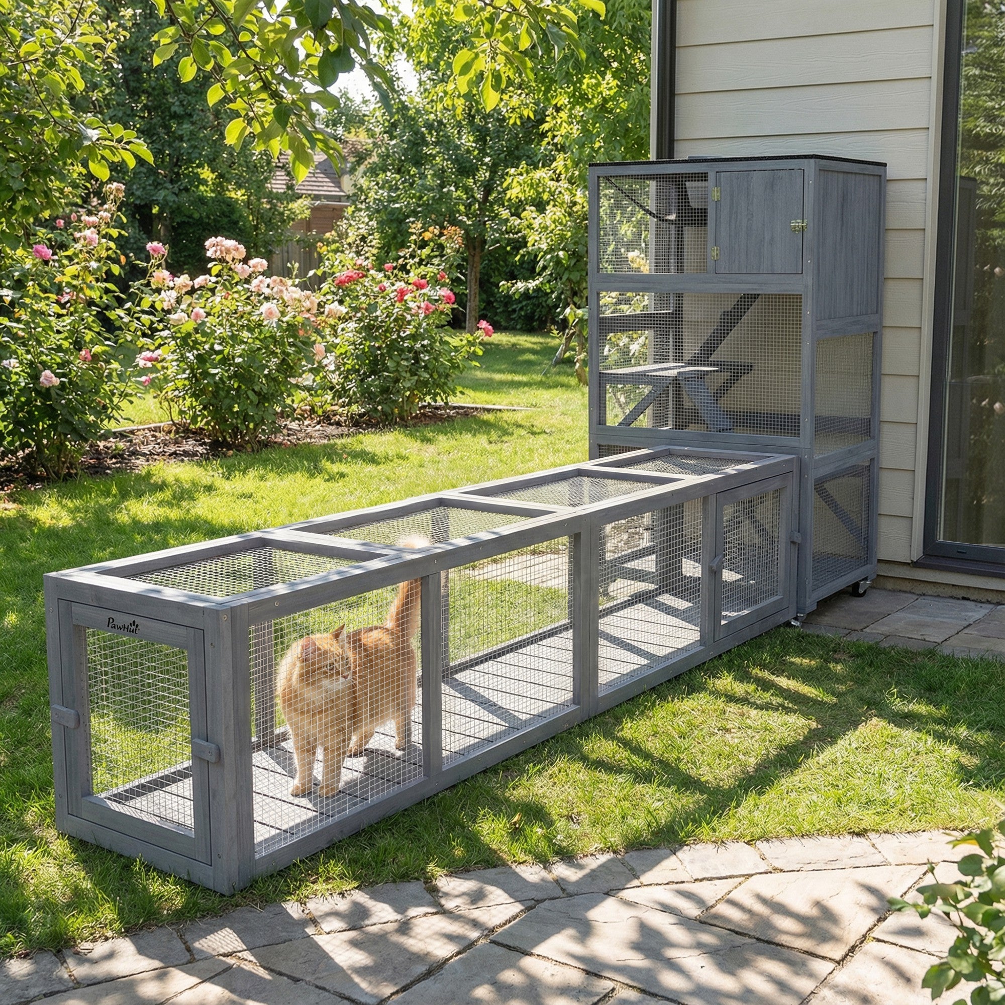 pawhut-tunnel-d-ext-rieur-pour-chat-en-bois-200-cm-79-gris-fonc image 3