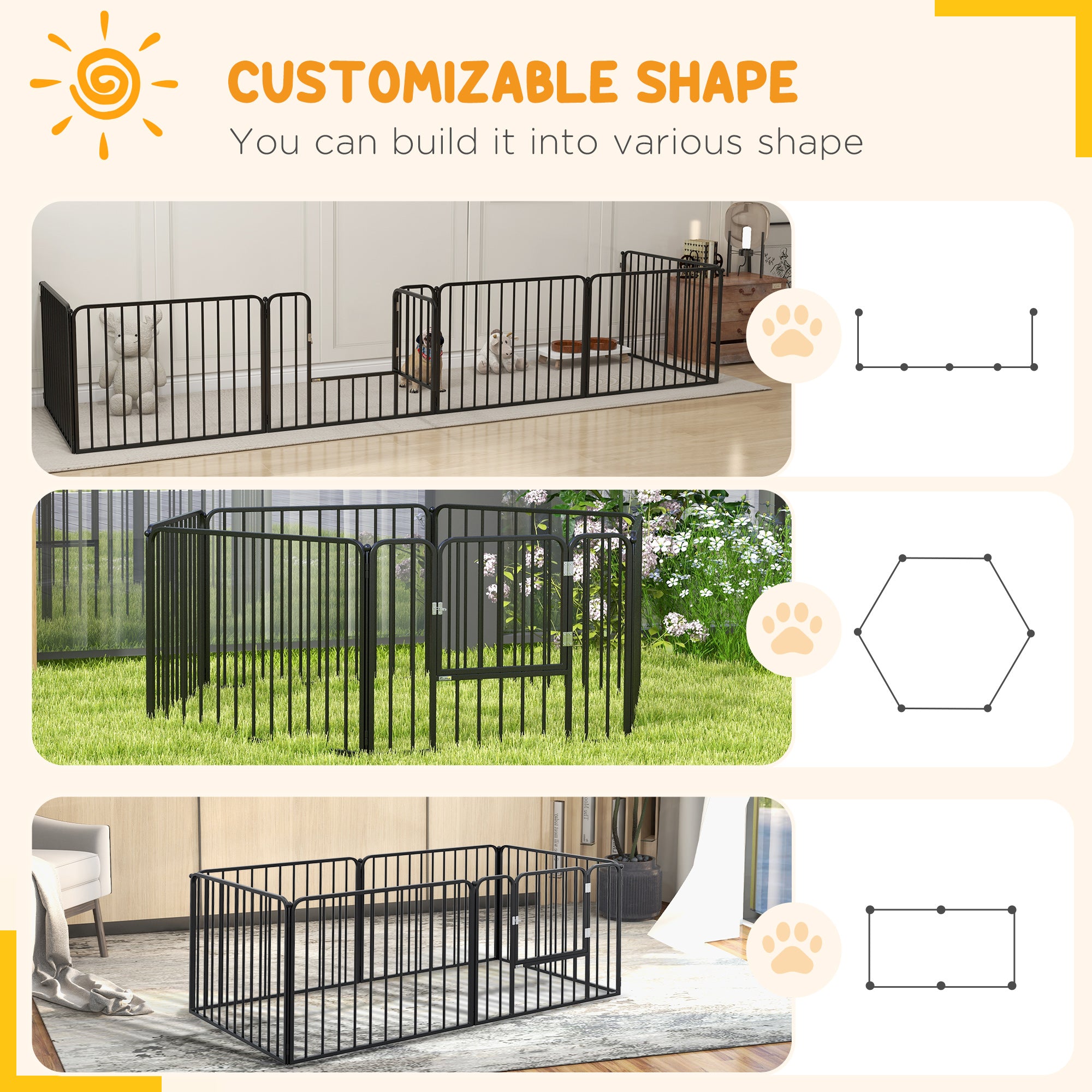 pawhut-parc-pour-chiot-8-panneaux-61-cm-acier-barres-verticales-fixation-murale image 7