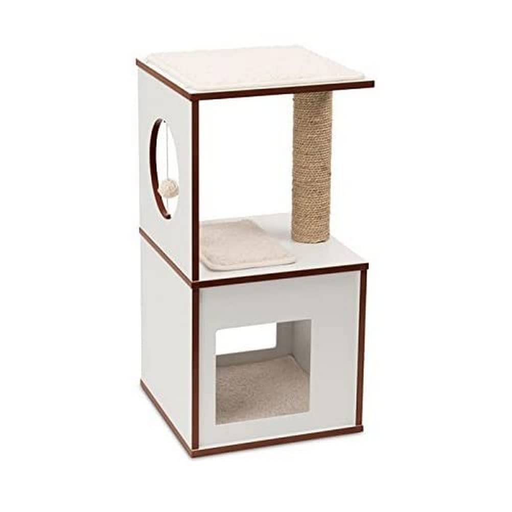 catit-vesper-tabouret-blanc-taille-s-arbre-chat-cube-avec-griffoir image 1