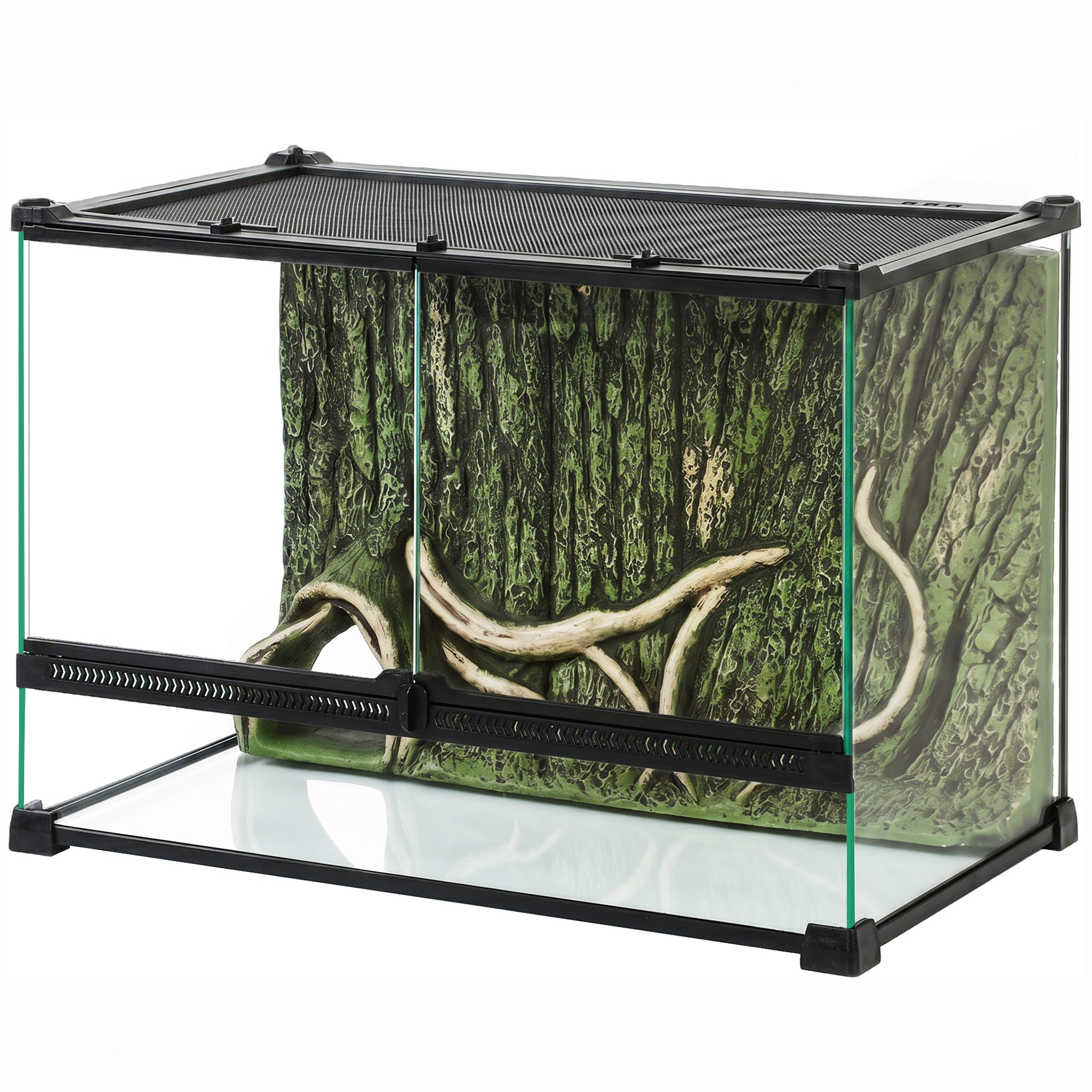pawhut-terrarium-reptile-en-verre-50-x-30-x-35-cm-avec-fond-corce-noir image 2