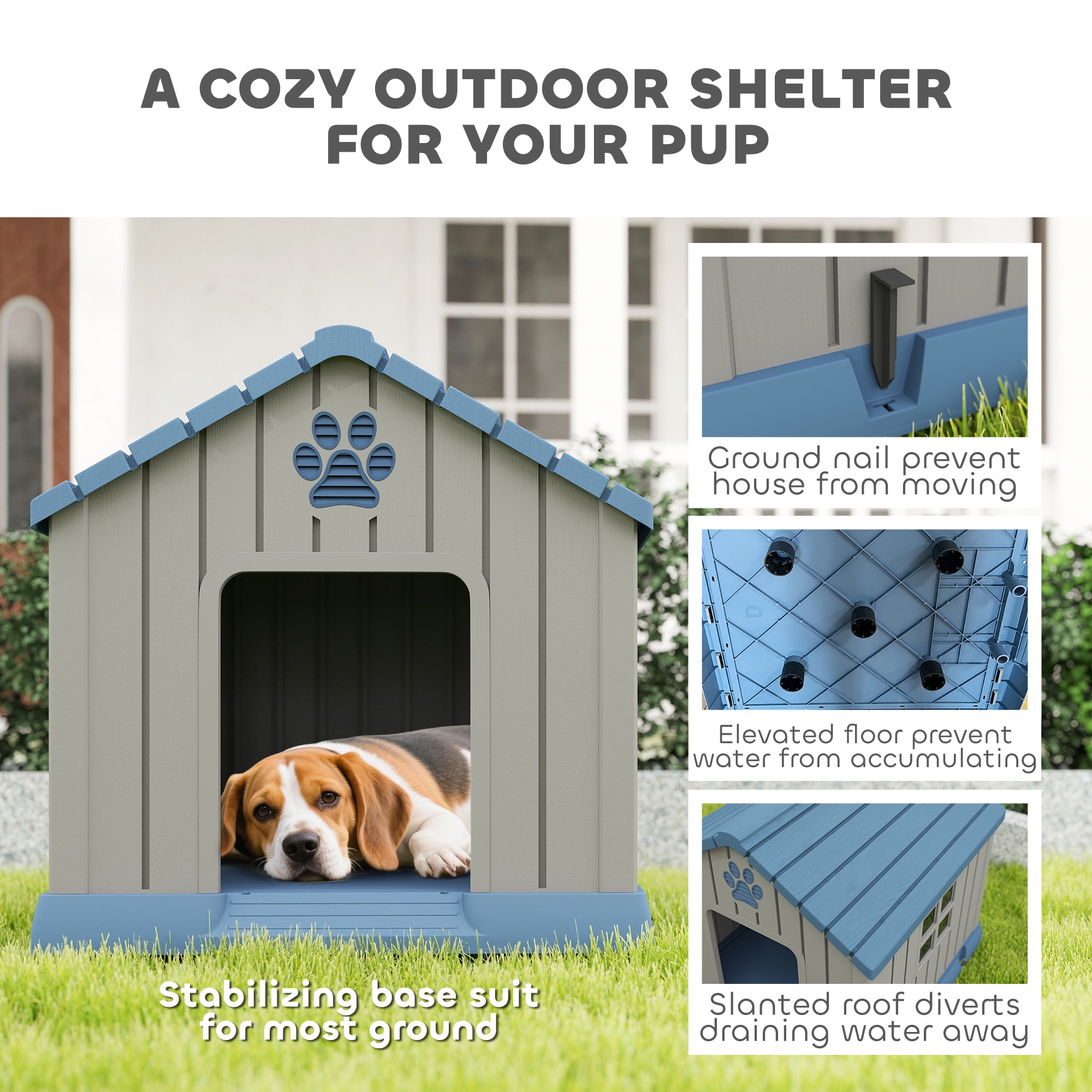pawhut-niche-pour-chien-d-ext-rieur-style-cabane-grise-ventil-e image 6