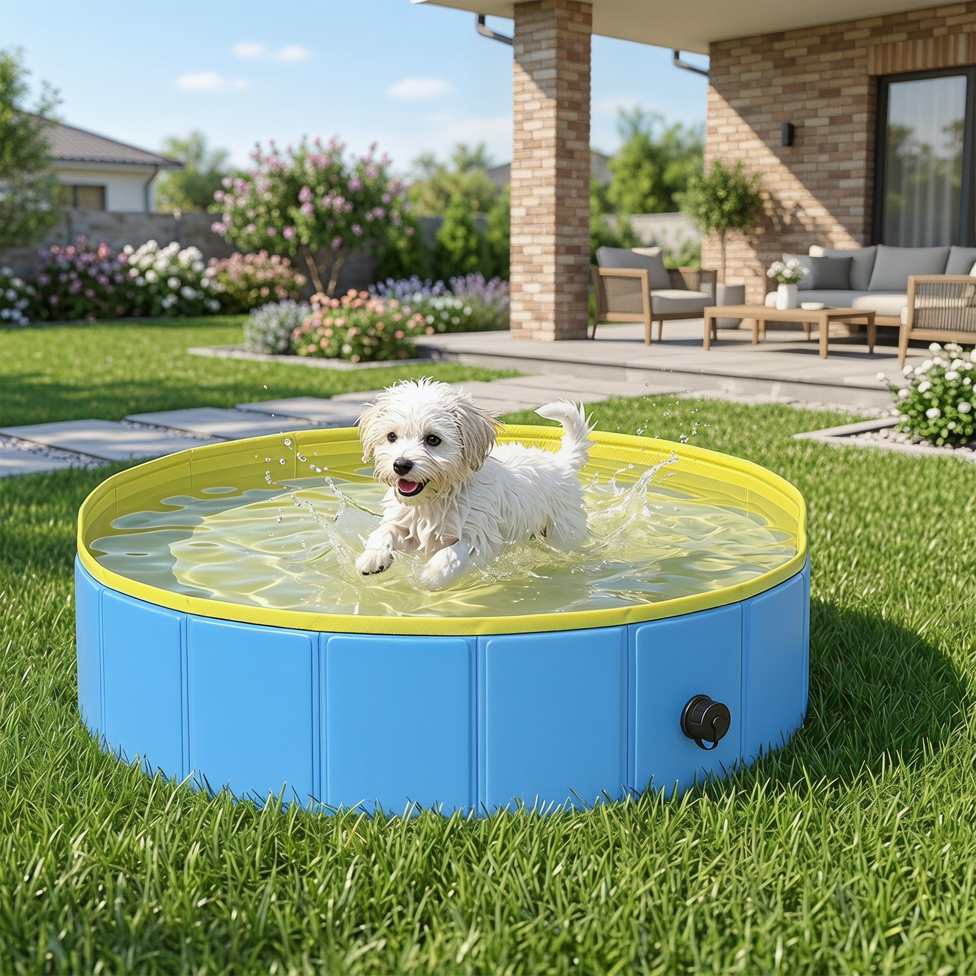 pawhut-piscine-pliable-pour-chien-80-x-20-cm-bleu-et-jaune image 4