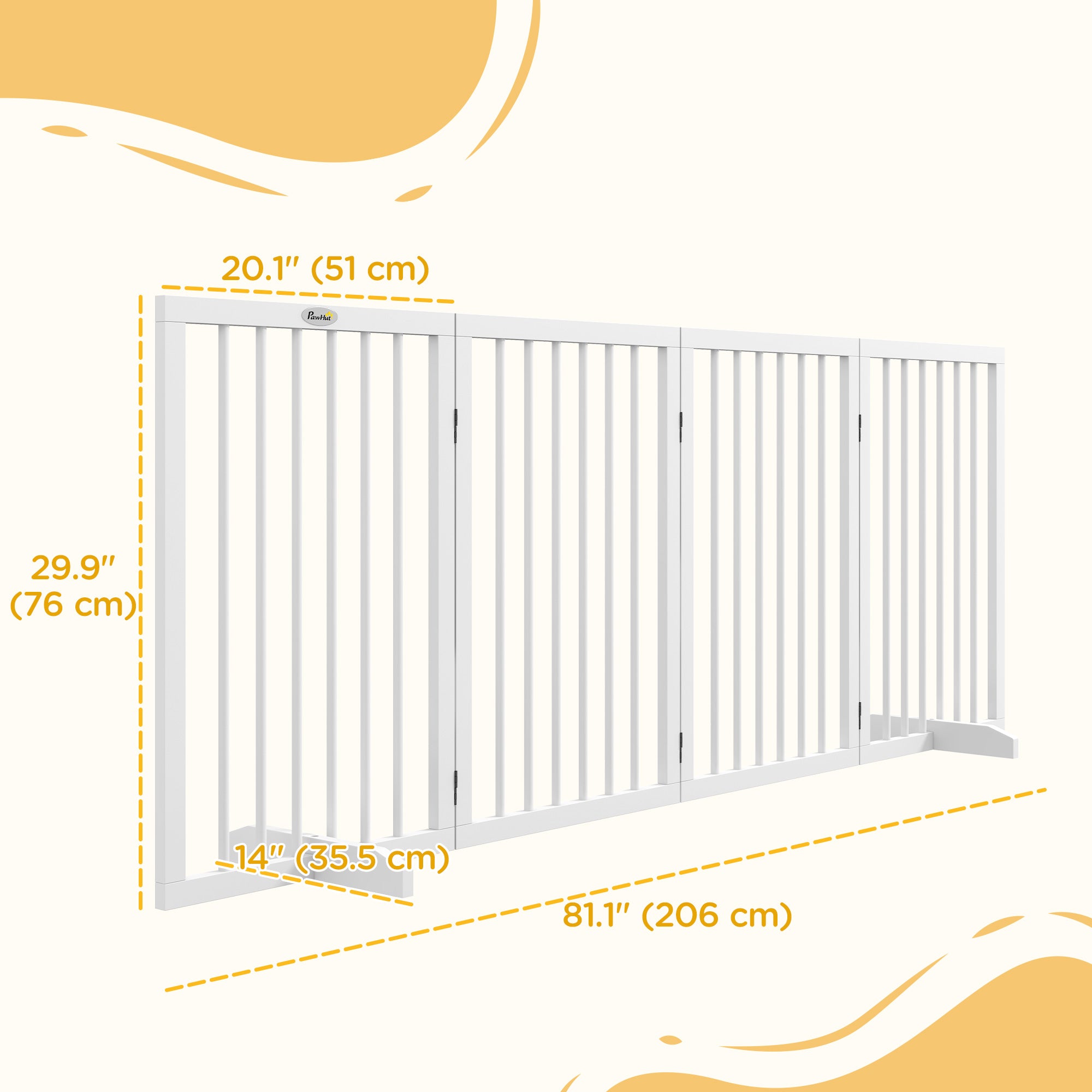 pawhut-barri-re-pour-chiens-4-panneaux-bois-pliable-blanc-autoportante image 5