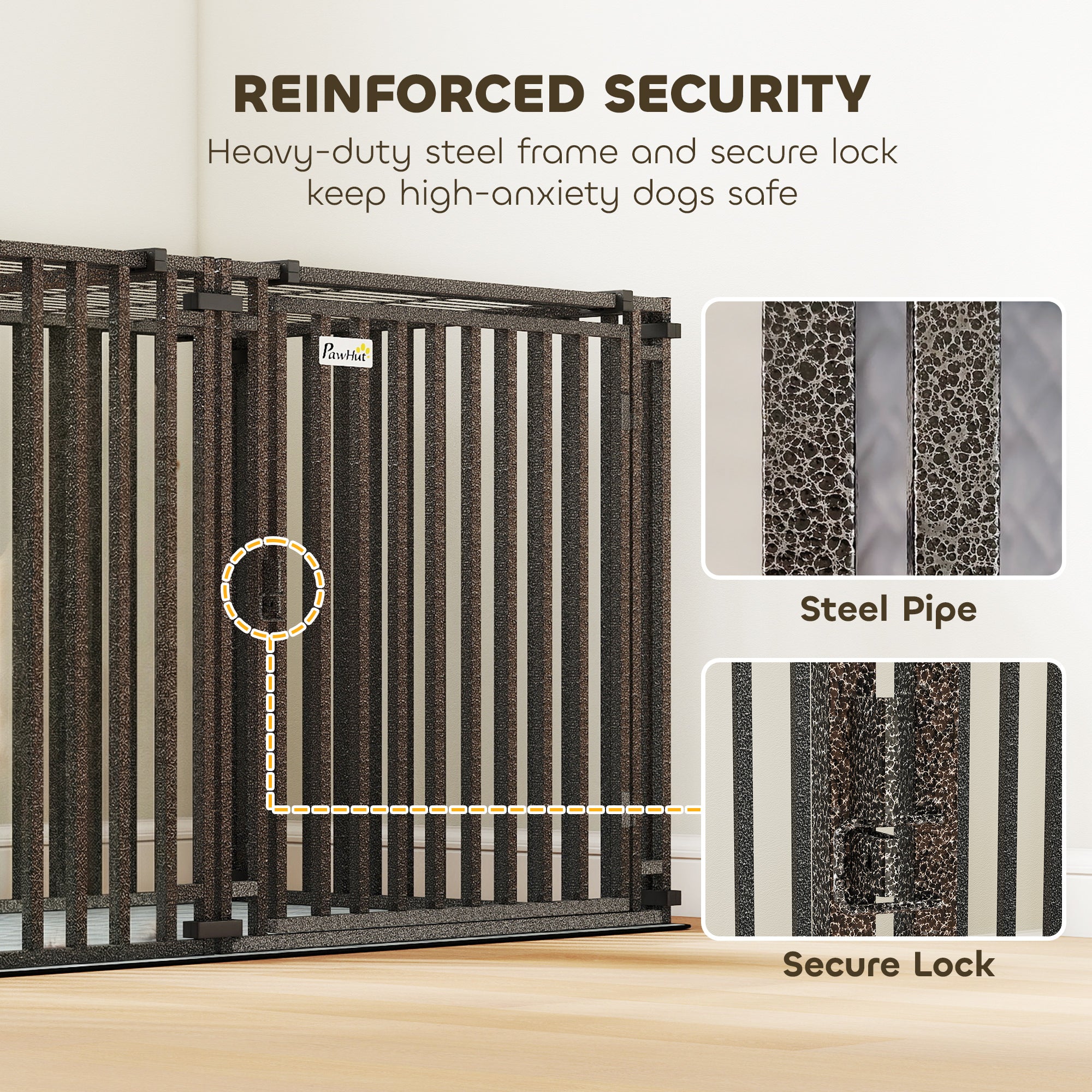 pawhut-cage-chien-robuste-m-tal-83-avec-s-parateur-et-tapis-noir image 6