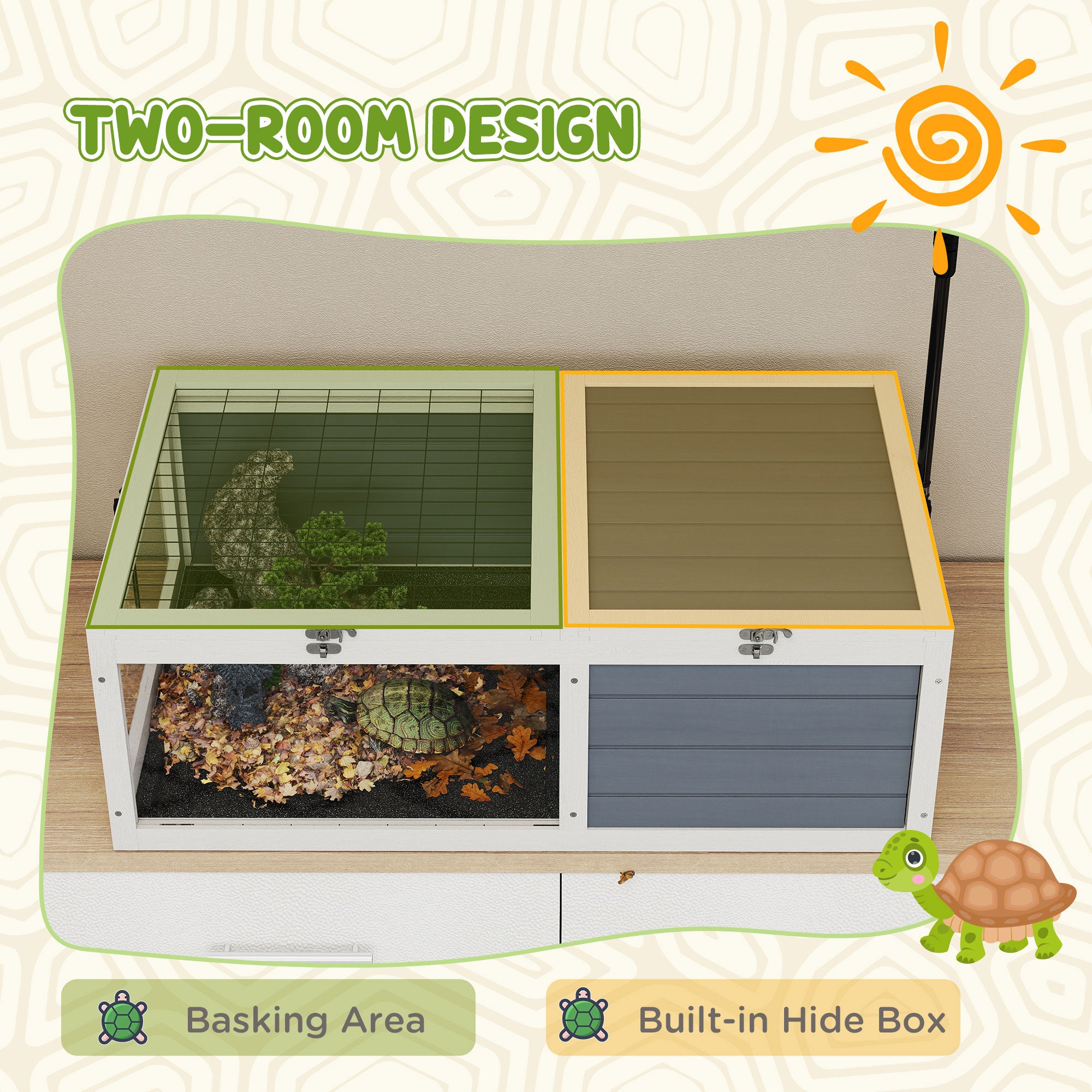 pawhut-maison-tortue-en-bois-habitat-ensoleill-avec-support-lampe-chauffante-gri image 6