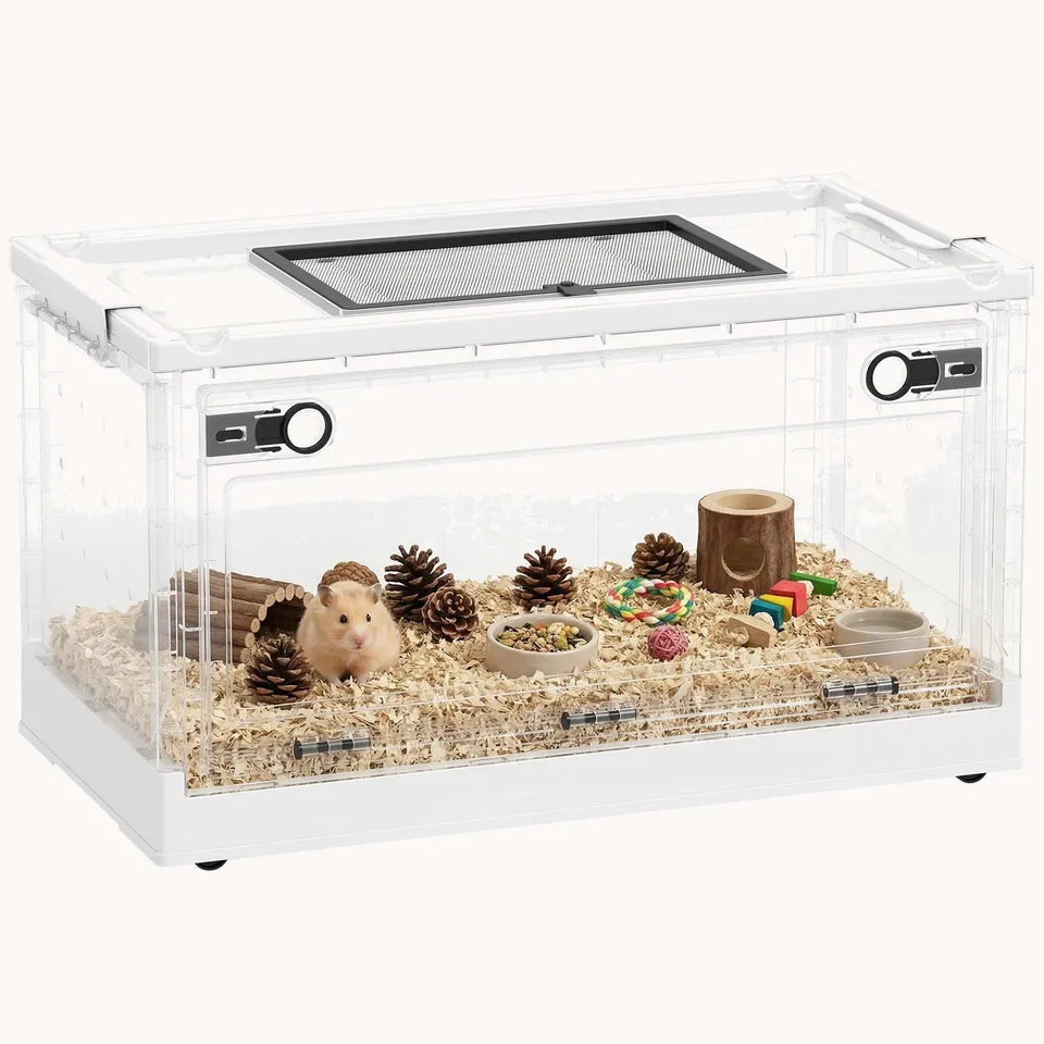 pawhut-cage-hamster-empilable-22-avec-porte-avant-blanc image 1
