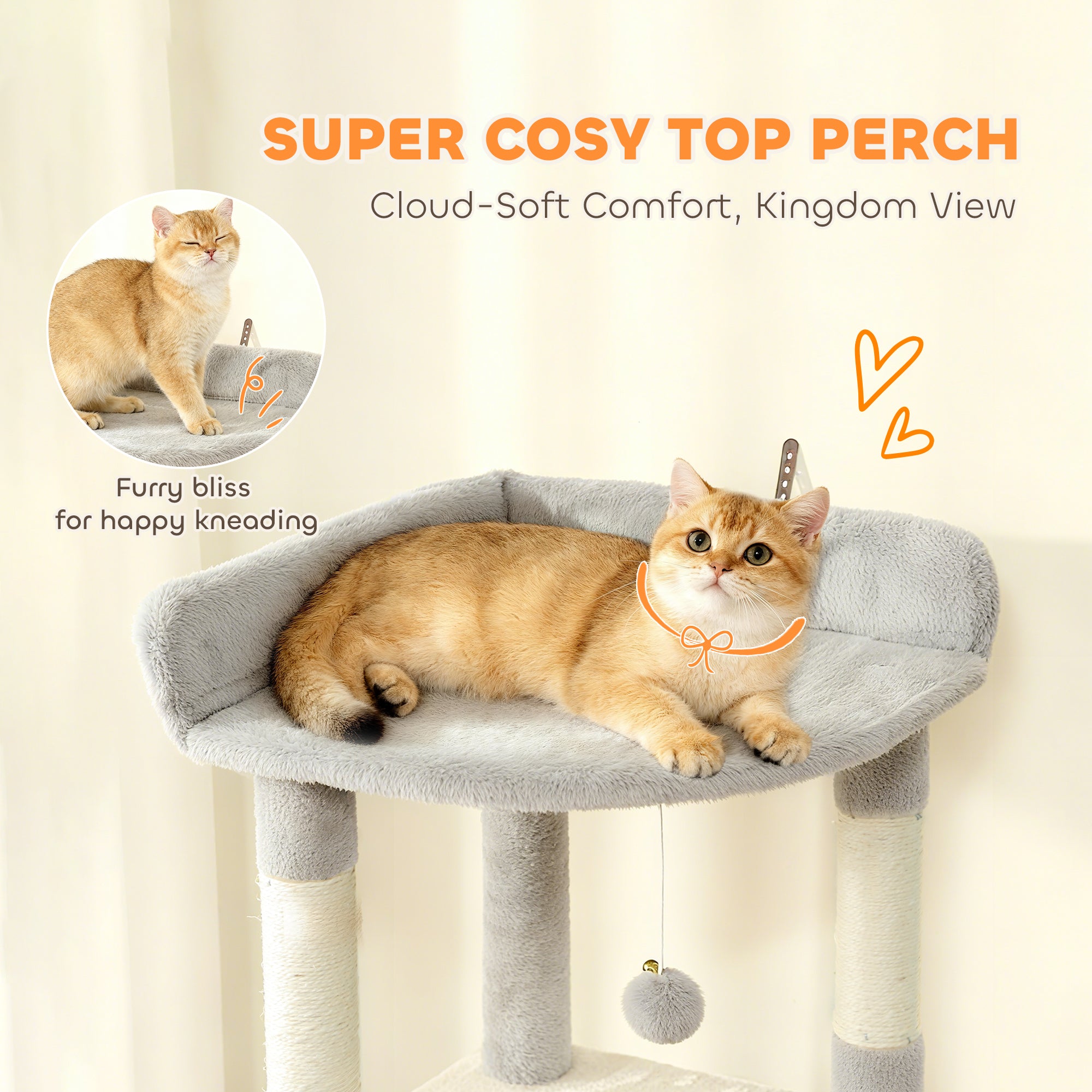 pawhut-grand-arbre-chat-170-cm-7-griffoirs-tunnel-2-niches-hamac-gris-clair image 7
