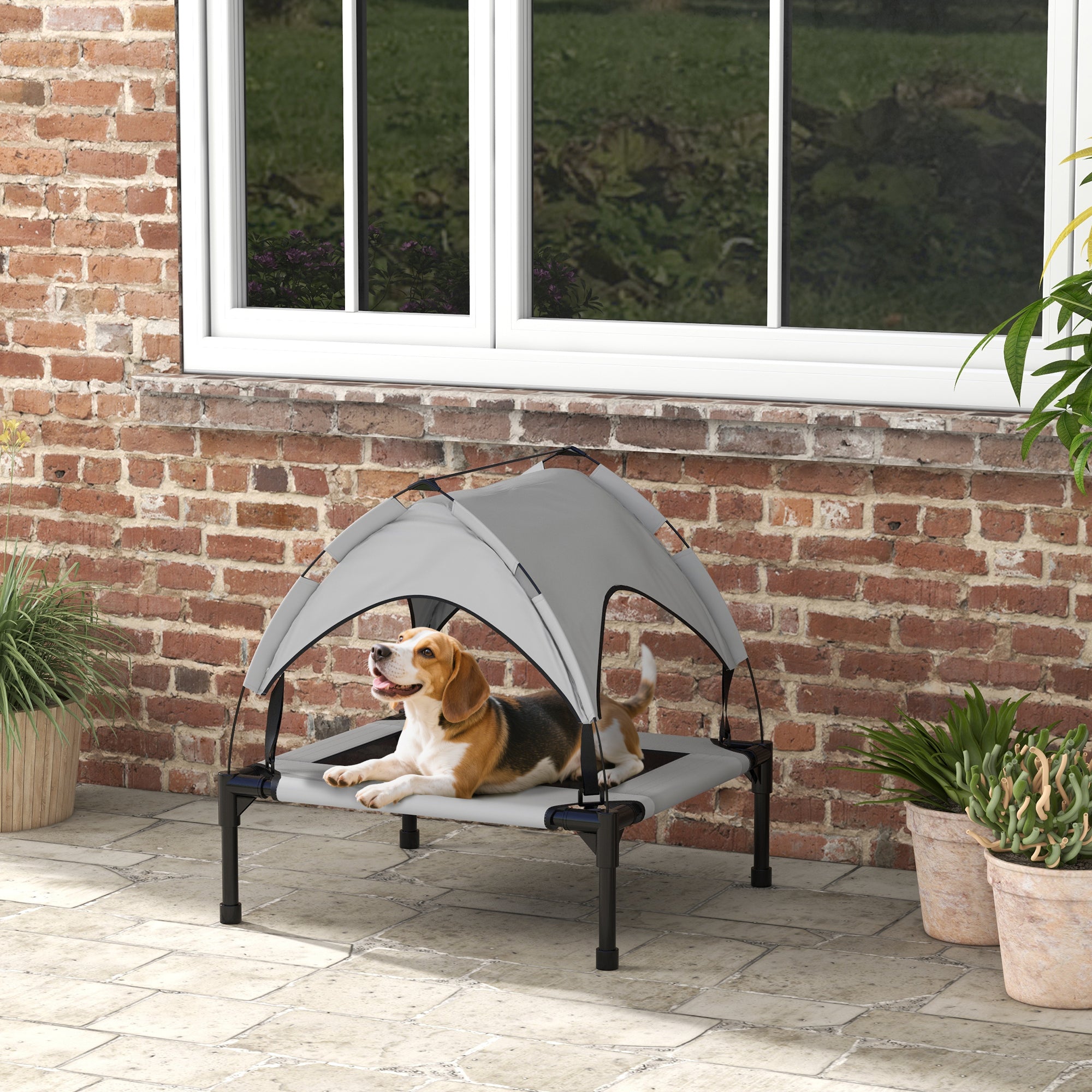 pawhut-lit-chien-sur-lev-avec-auvent-30-x-24-x-27-gris-clair image 3