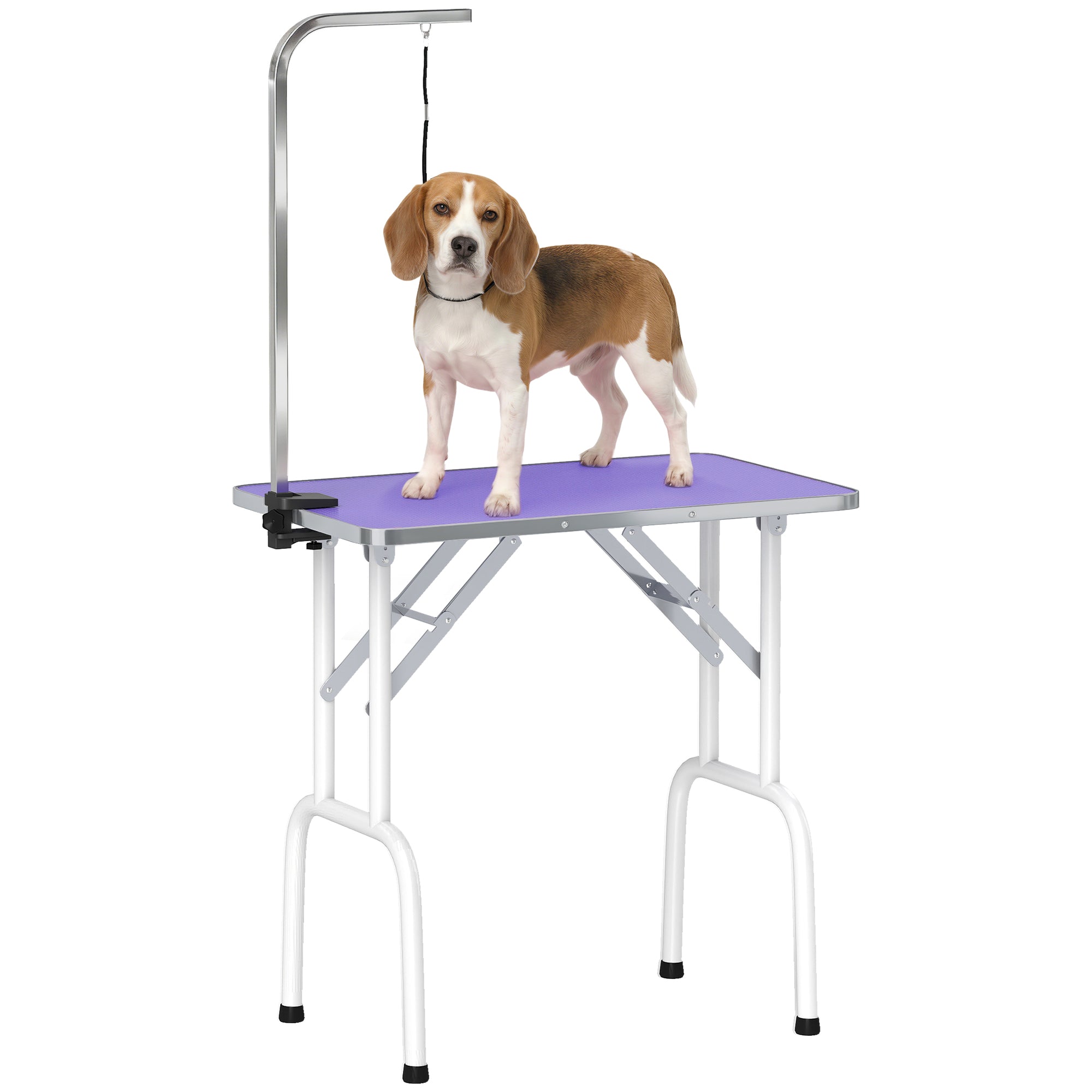pawhut-table-de-toilettage-pliable-32-avec-bras-r-glable-et-dessus-antid-rapant--2 image 1