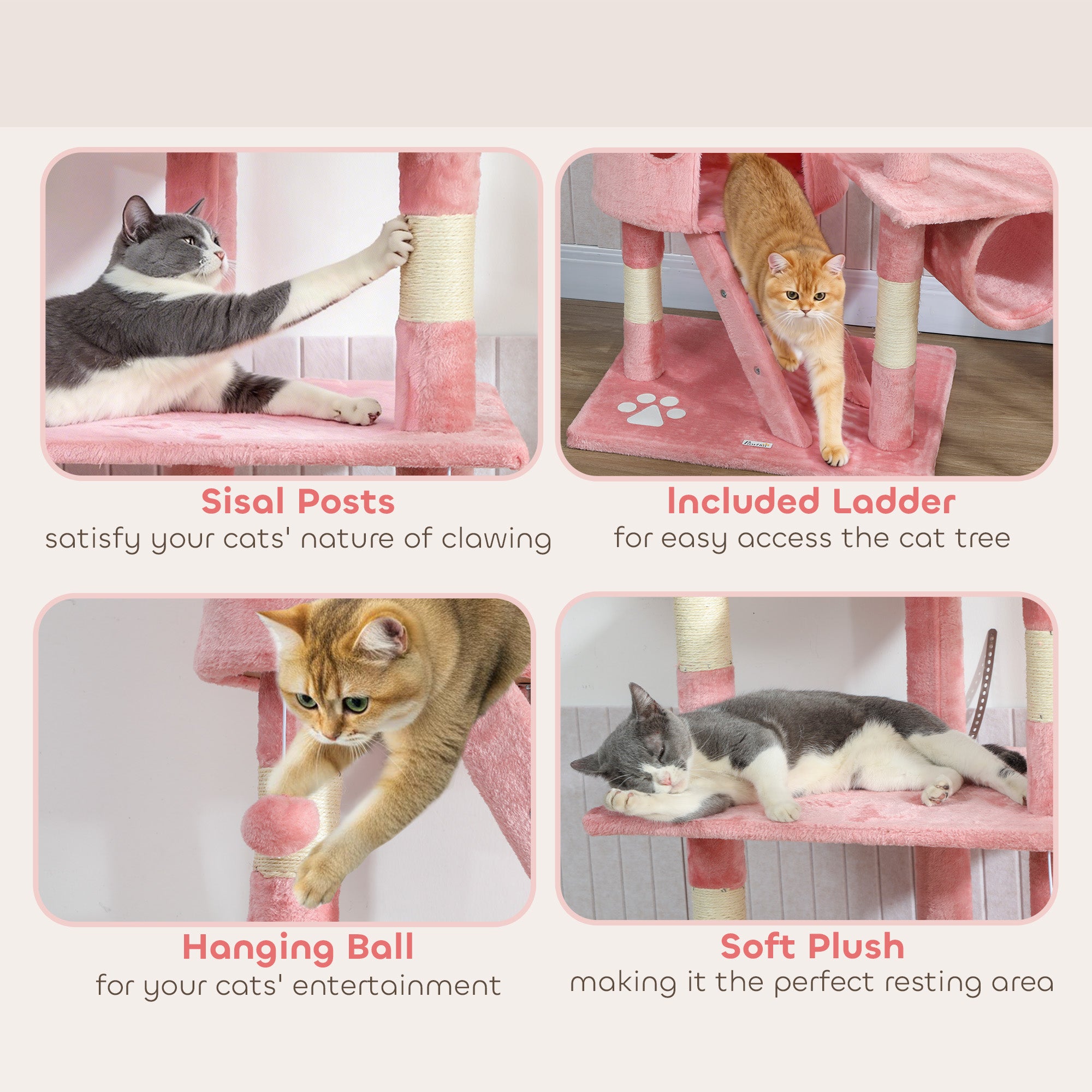 pawhut-arbre-chat-sol-plafond-7-niveaux-avec-2-niches-et-hamacs-rose image 8
