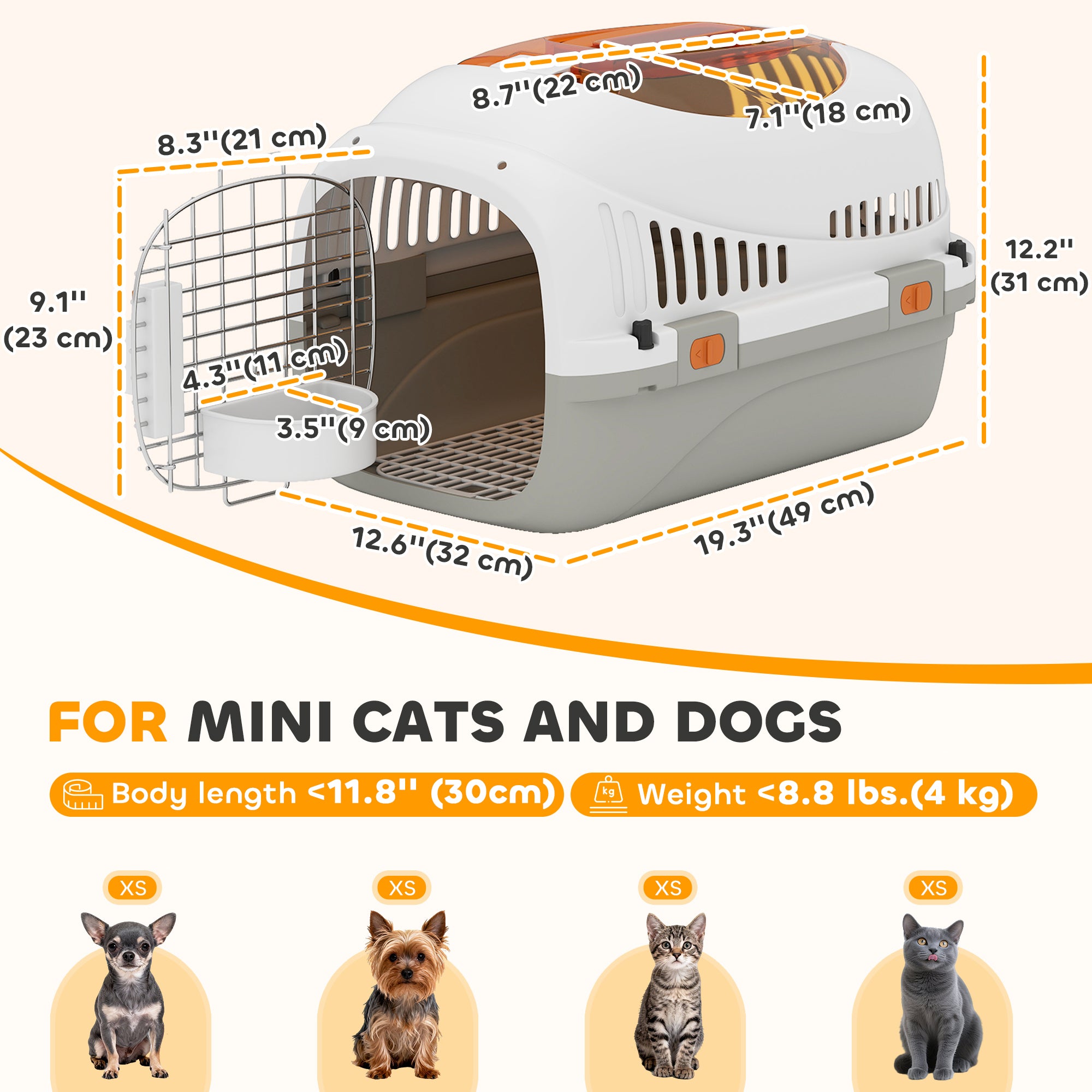 pawhut-caisse-de-transport-rigide-pour-chats-et-petits-chiens-avec-porte-acier-e image 5