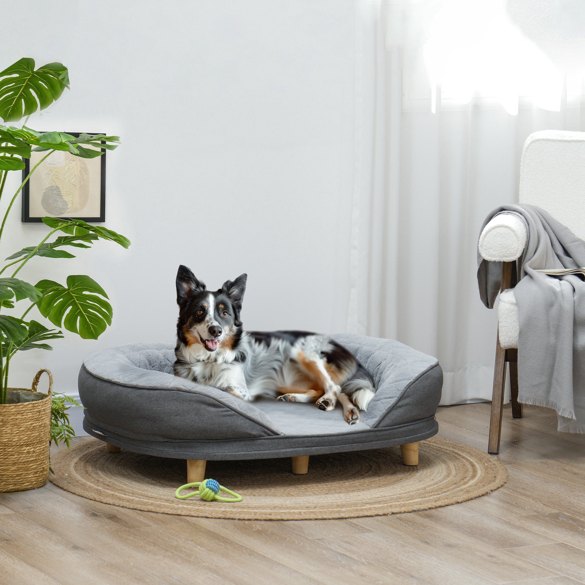 pawhut-canap-lit-chien-large-avec-housse-lavable-gris image 4