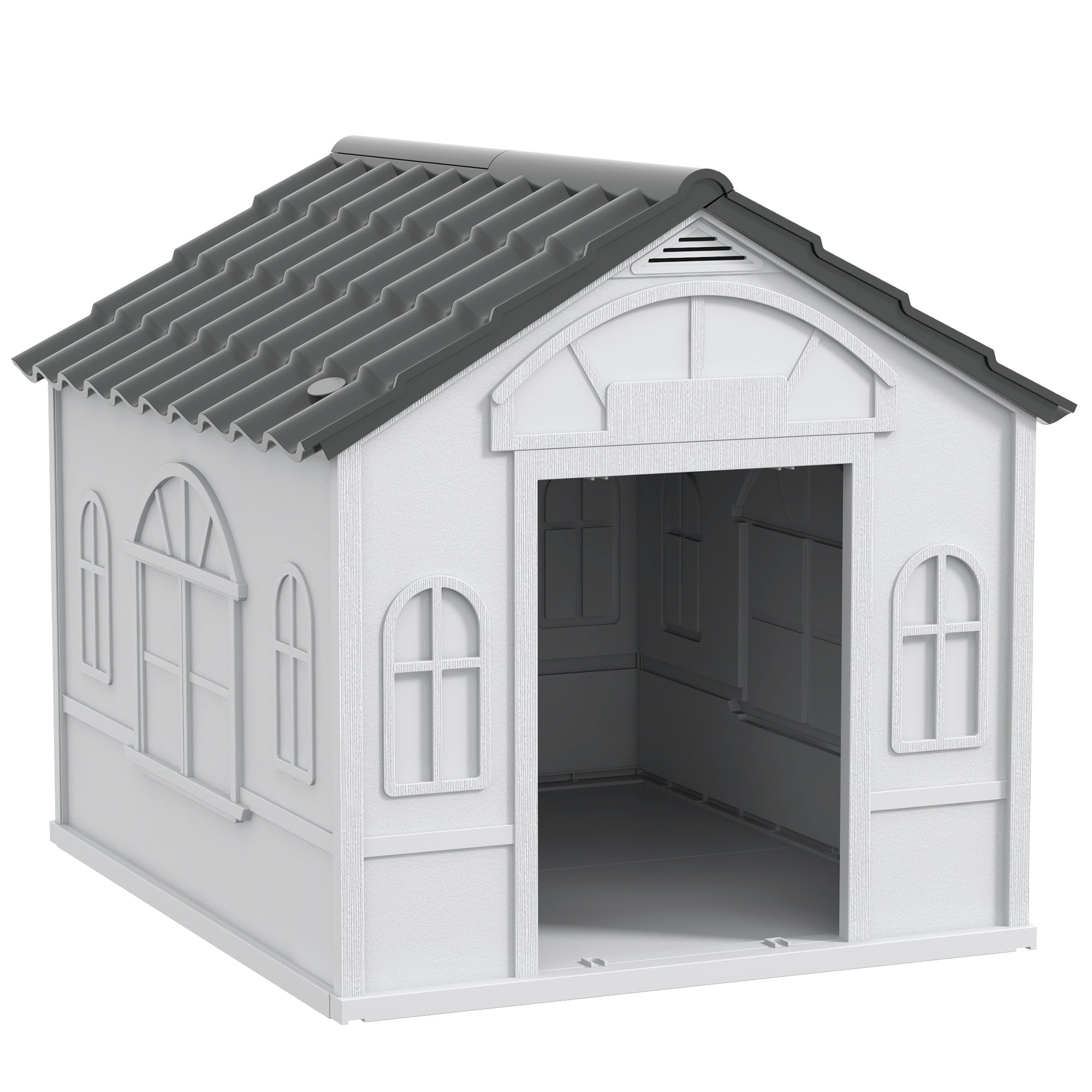 pawhut-niche-chien-ext-rieur-plastique-avec-ventilation-gris image 1