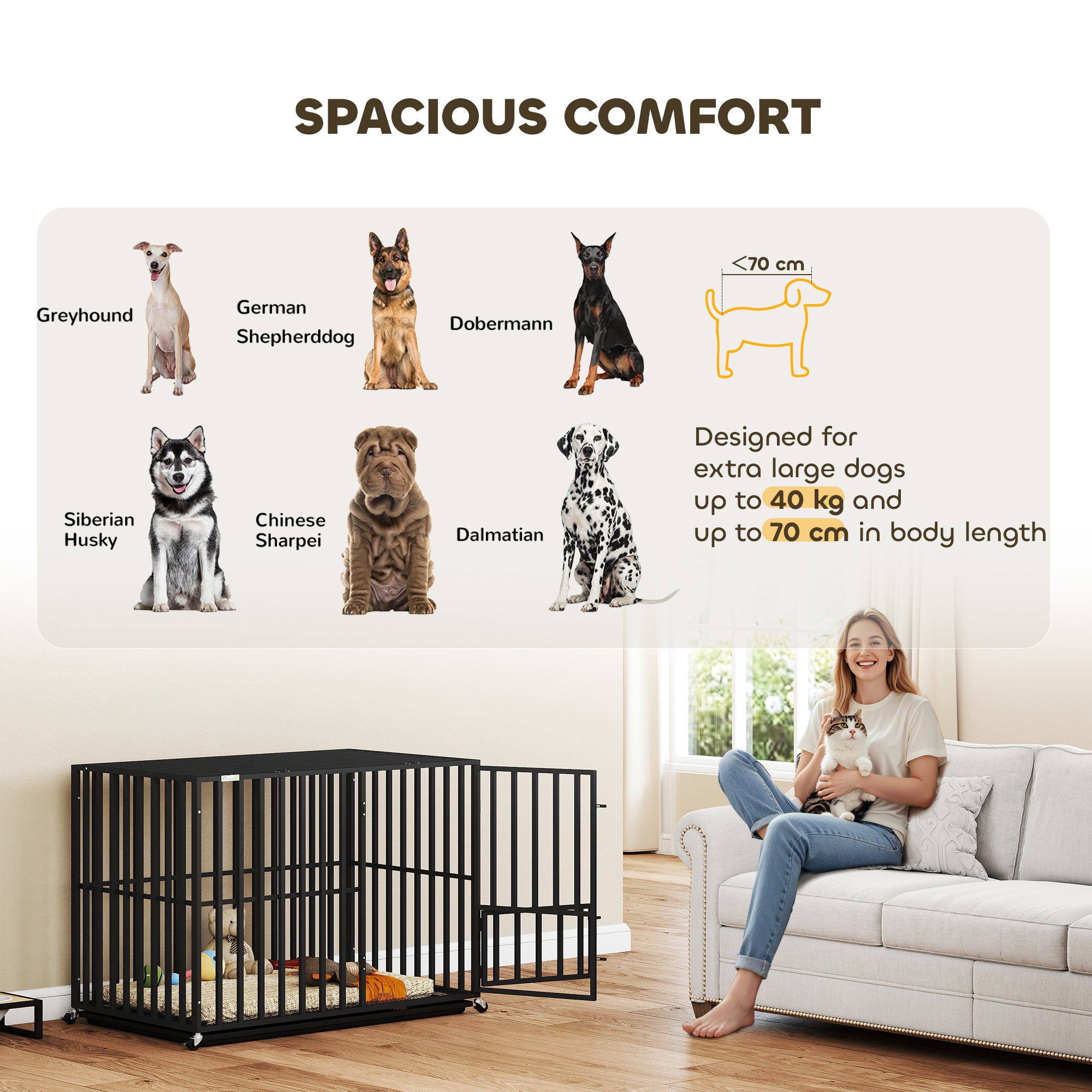 pawhut-cage-chien-robuste-xxl-107-x-69-x-81-cm-avec-roues-noire image 7