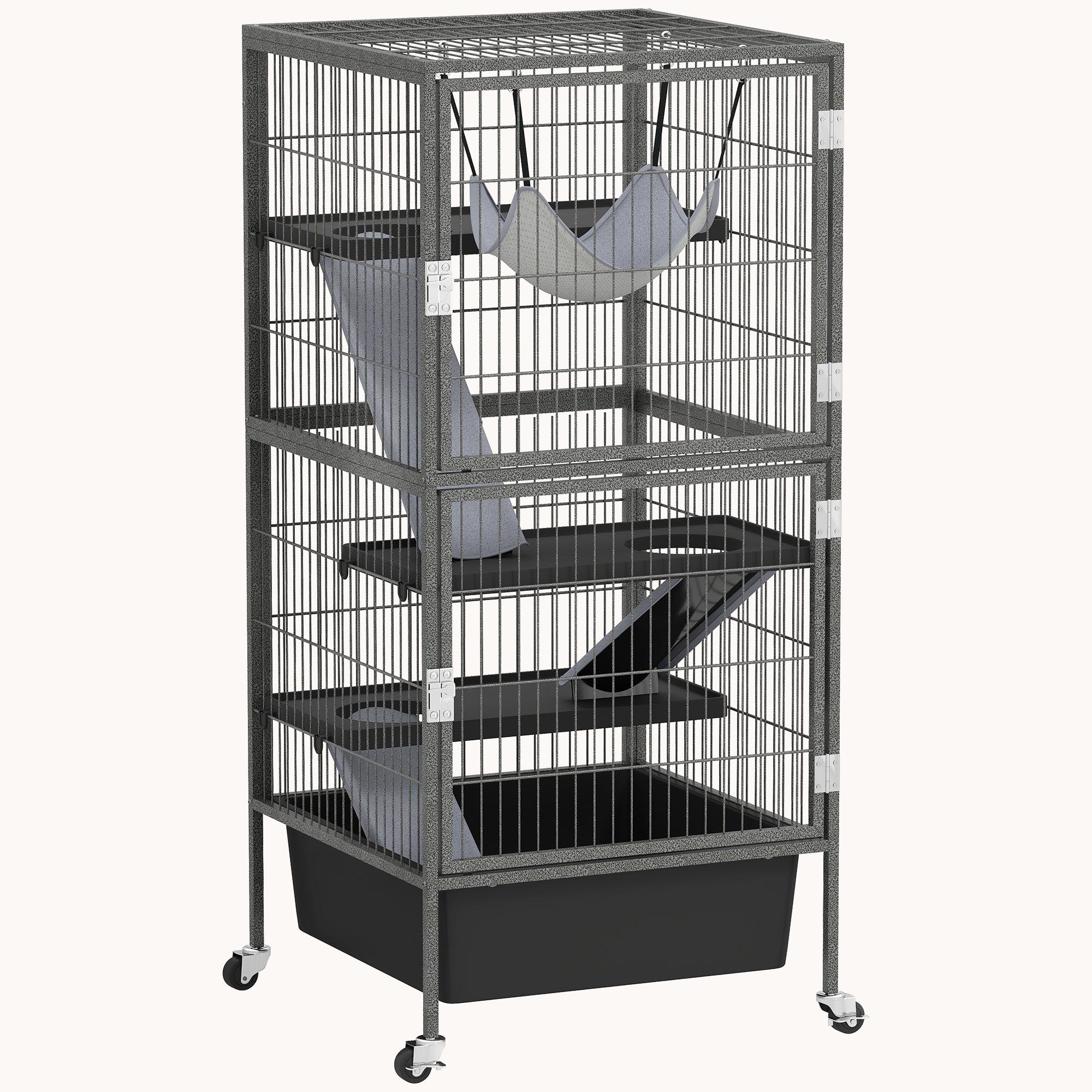 pawhut-cage-roulettes-4-niveaux-45-pouces-avec-bac-profond-6-pouces image 2