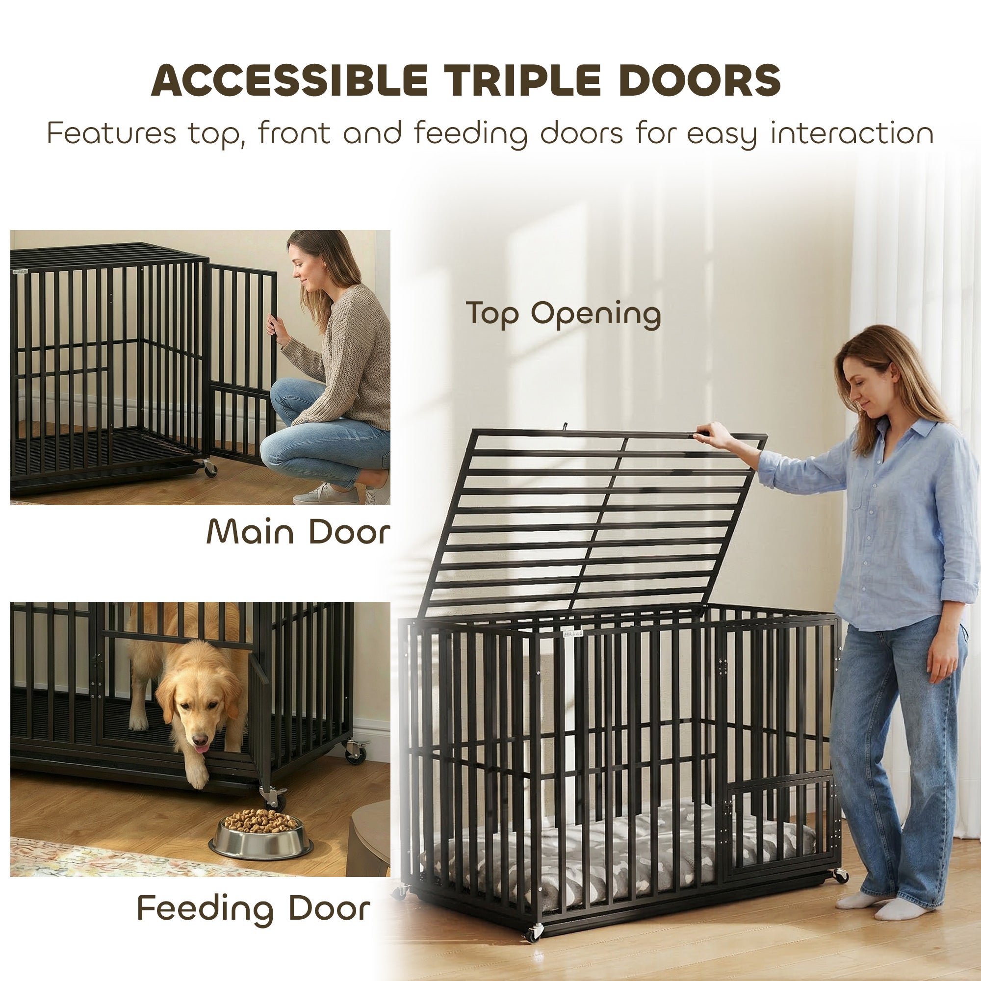 pawhut-cage-chien-robuste-xxl-107-x-69-x-81-cm-avec-roues-noire image 8