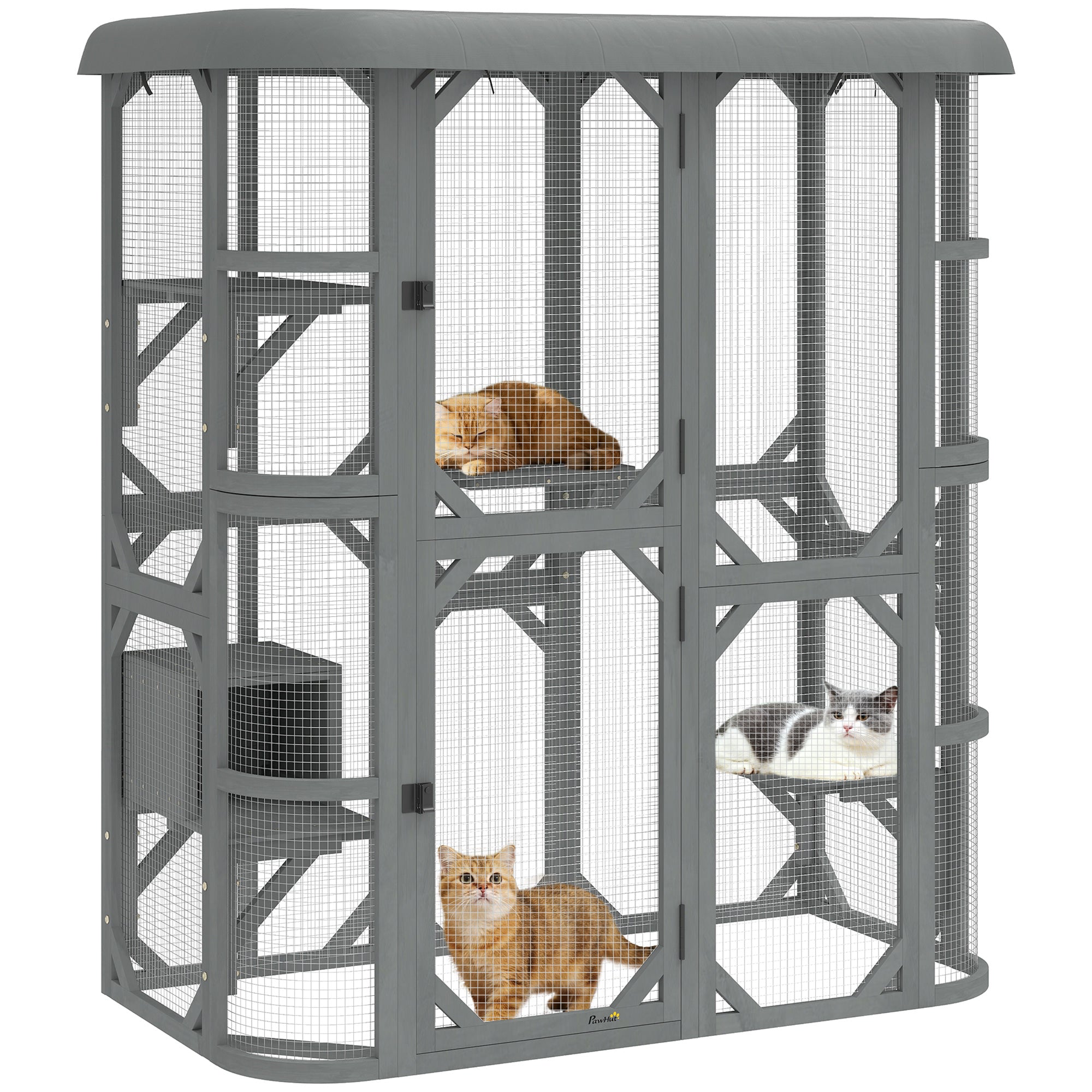 pawhut-pavillon-d-aventure-ext-rieur-pour-chat-walk-in-156-x-80-x-180-cm-gris image 1