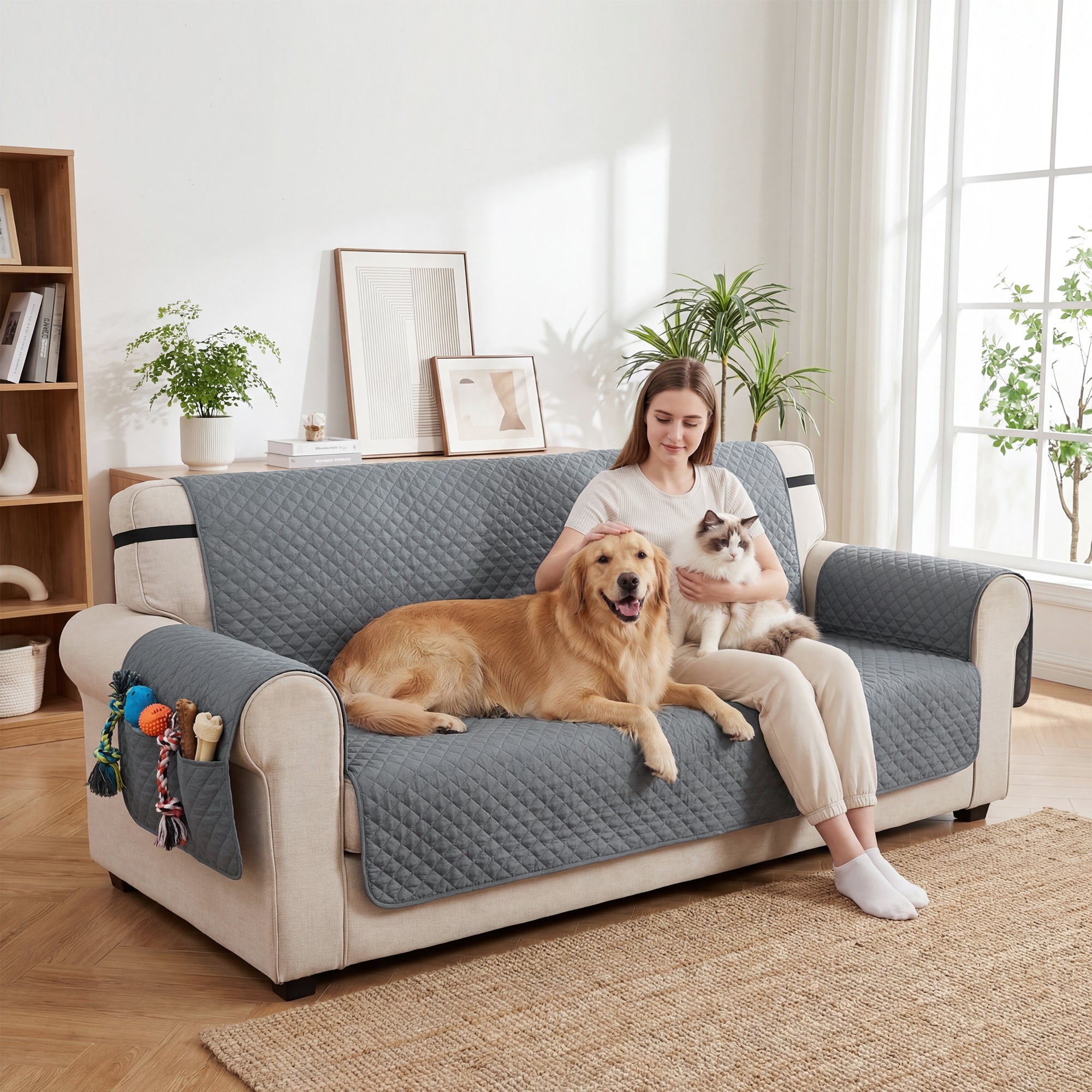 pawhut-housse-de-canap-3-places-imperm-able-gris-pour-chiens-et-chats image 3