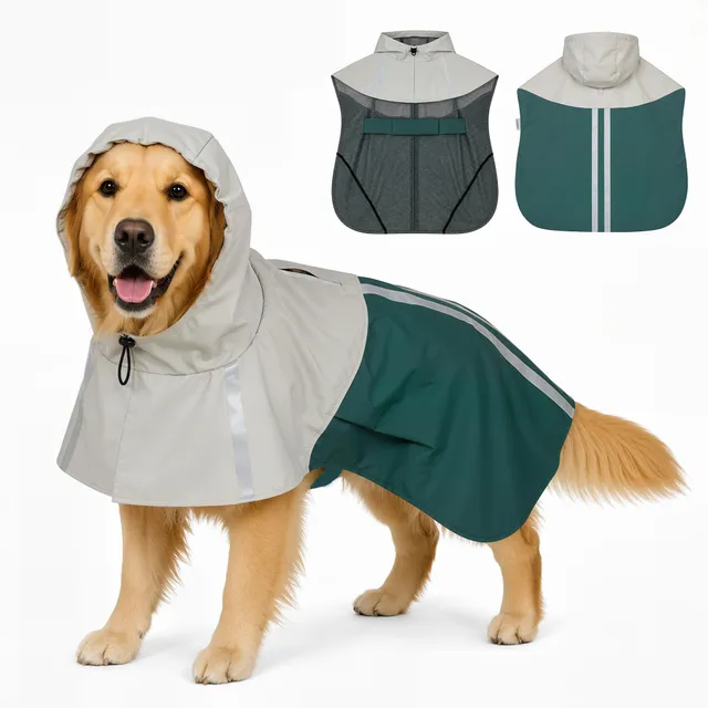 pawhut-manteau-imperm-able-chien-taille-l-avec-capuche-vert image 1