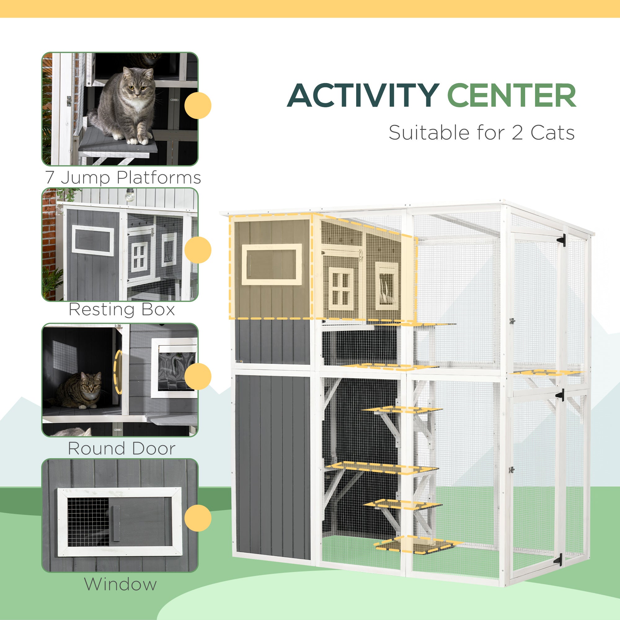 pawhut-catio-ext-rieur-walk-in-66-5-avec-plateformes-et-toit-pvc-gris-anthracite image 6