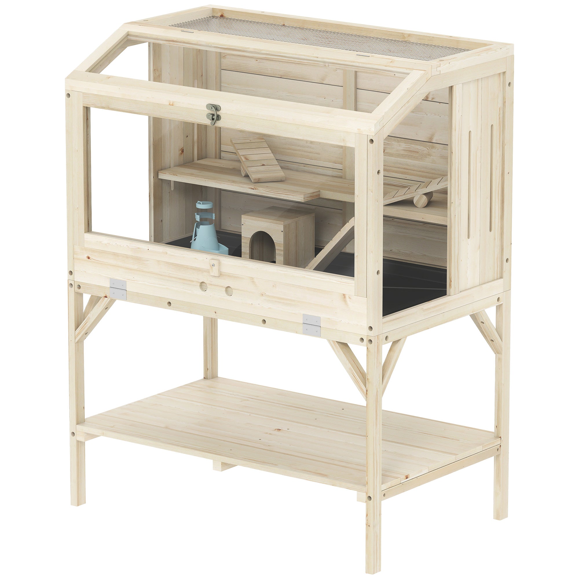 pawhut-cage-hamster-2-tages-spacieuse-avec-accessoires-et-rangement image 2