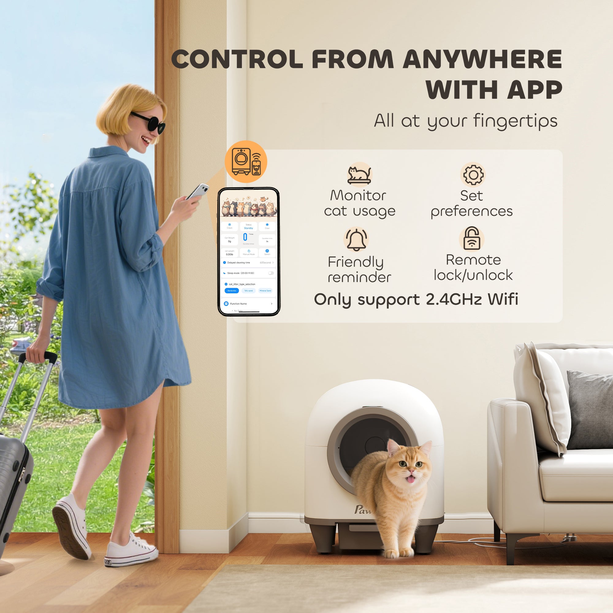 pawhut-bac-liti-re-autonettoyant-80l-connect-avec-application-multi-chats image 7