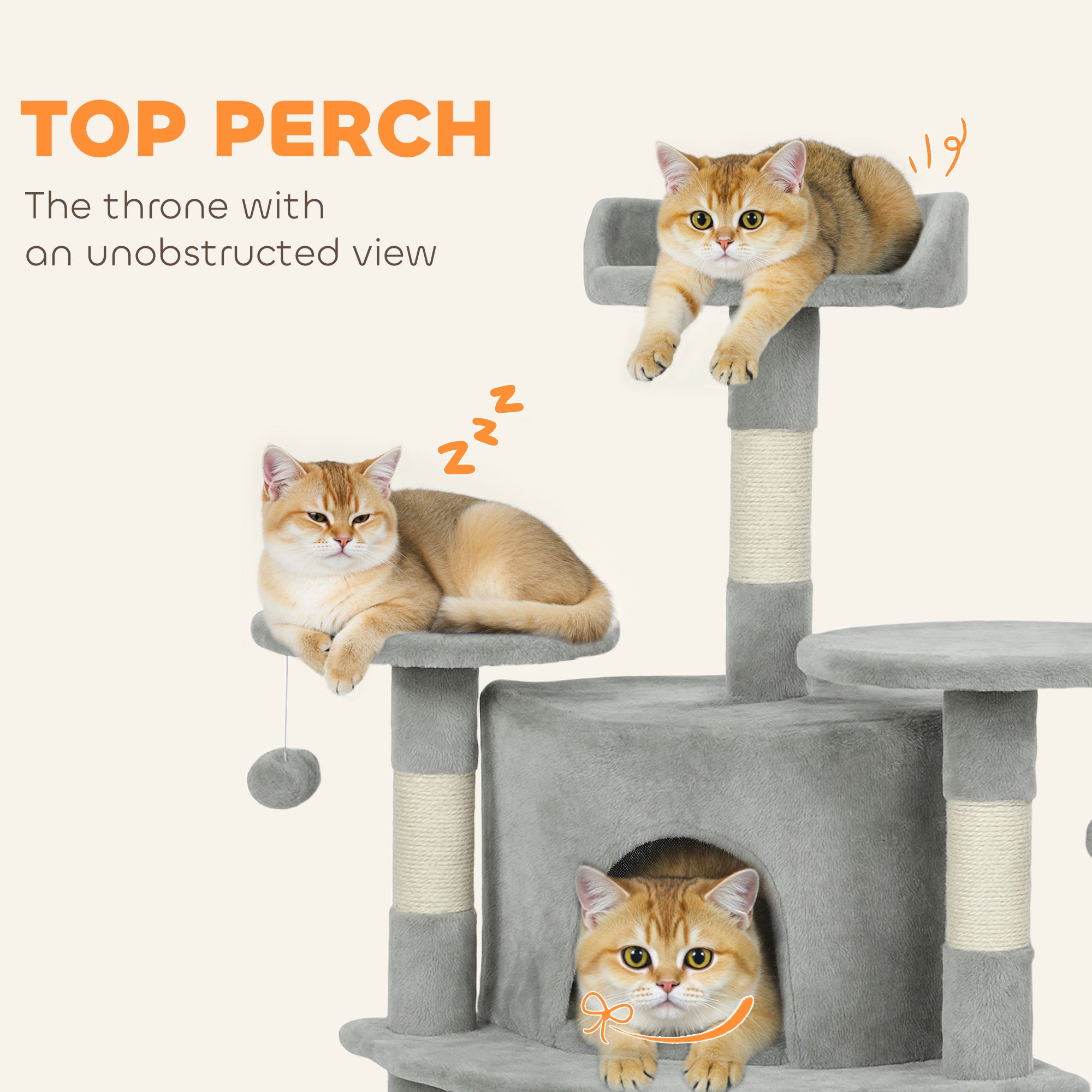 pawhut-arbre-chat-157-cm-62-avec-2-niches-hamac-et-perchoirs-gris-clair image 8