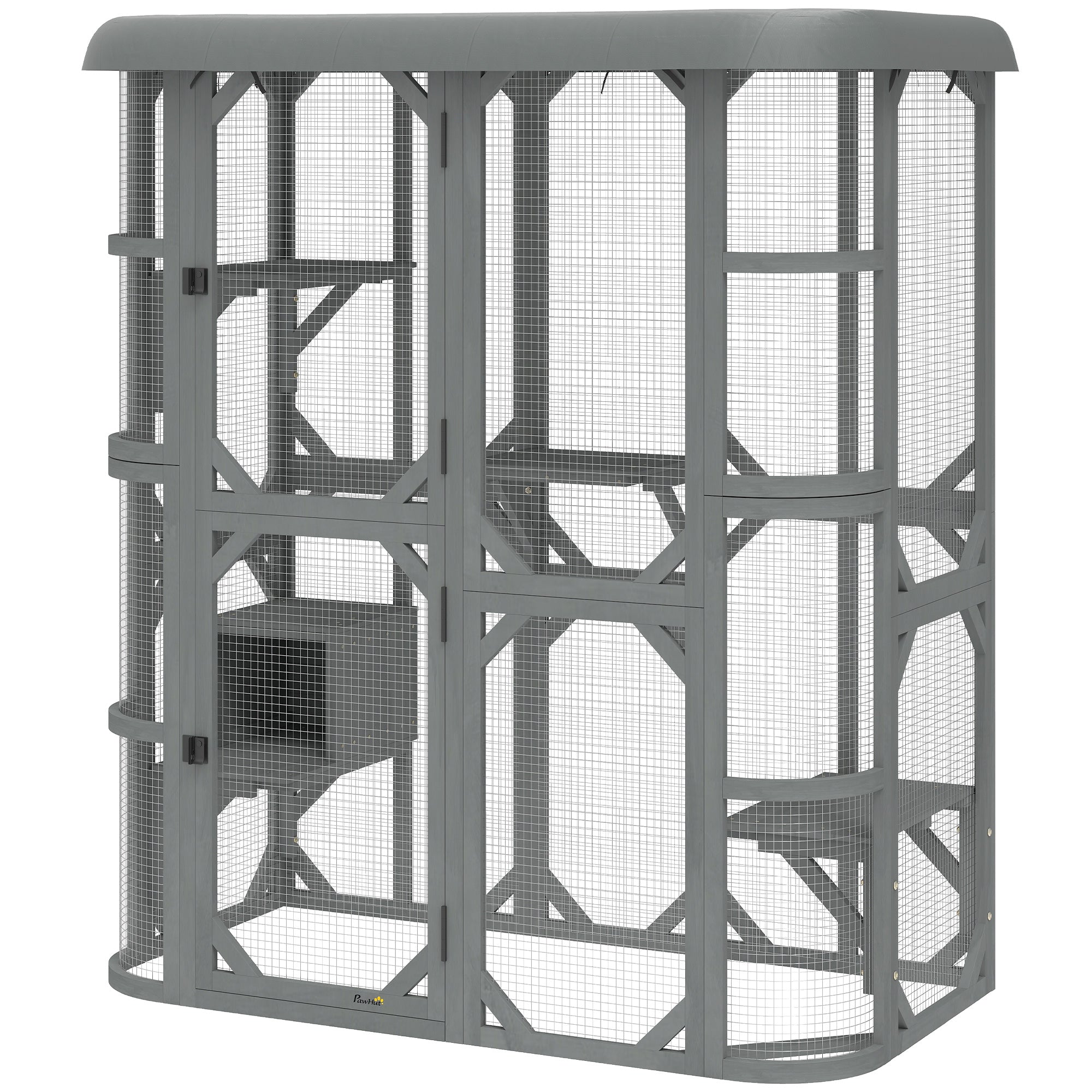 pawhut-pavillon-d-aventure-ext-rieur-pour-chat-walk-in-156-x-80-x-180-cm-gris image 2