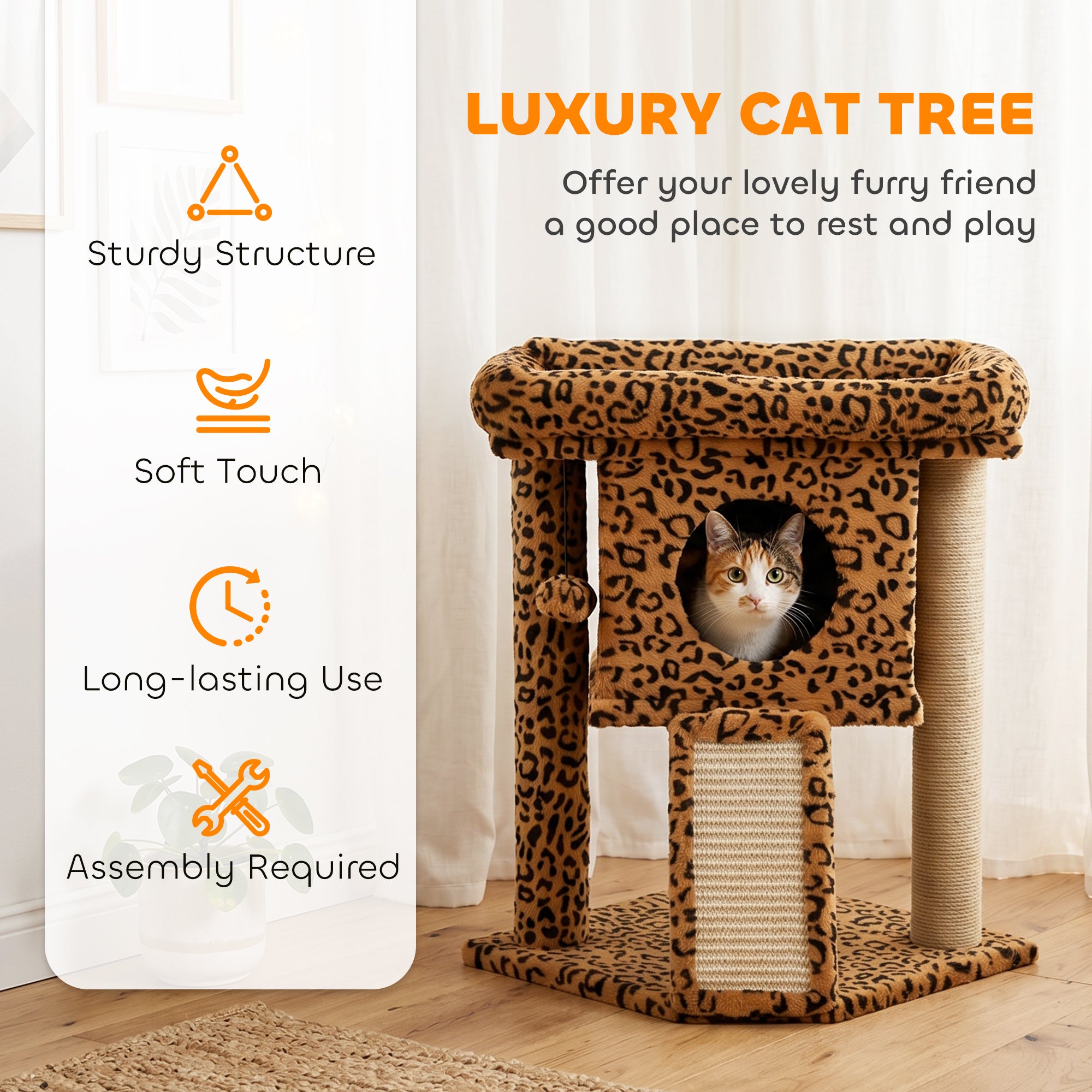 pawhut-petit-arbre-chat-l-opard-avec-perchoir-niche-et-griffoir image 6