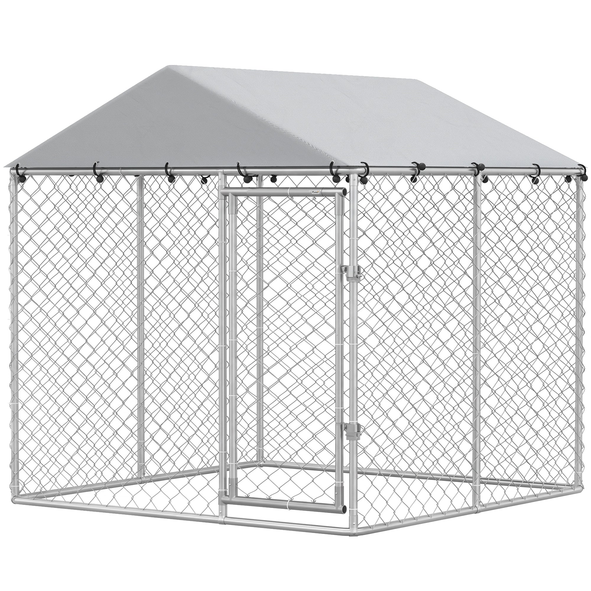 pawhut-chenil-ext-rieur-pour-chien-2-x-2-x-2-m-avec-toit-anti-uv-et-b-che-imperm image 2