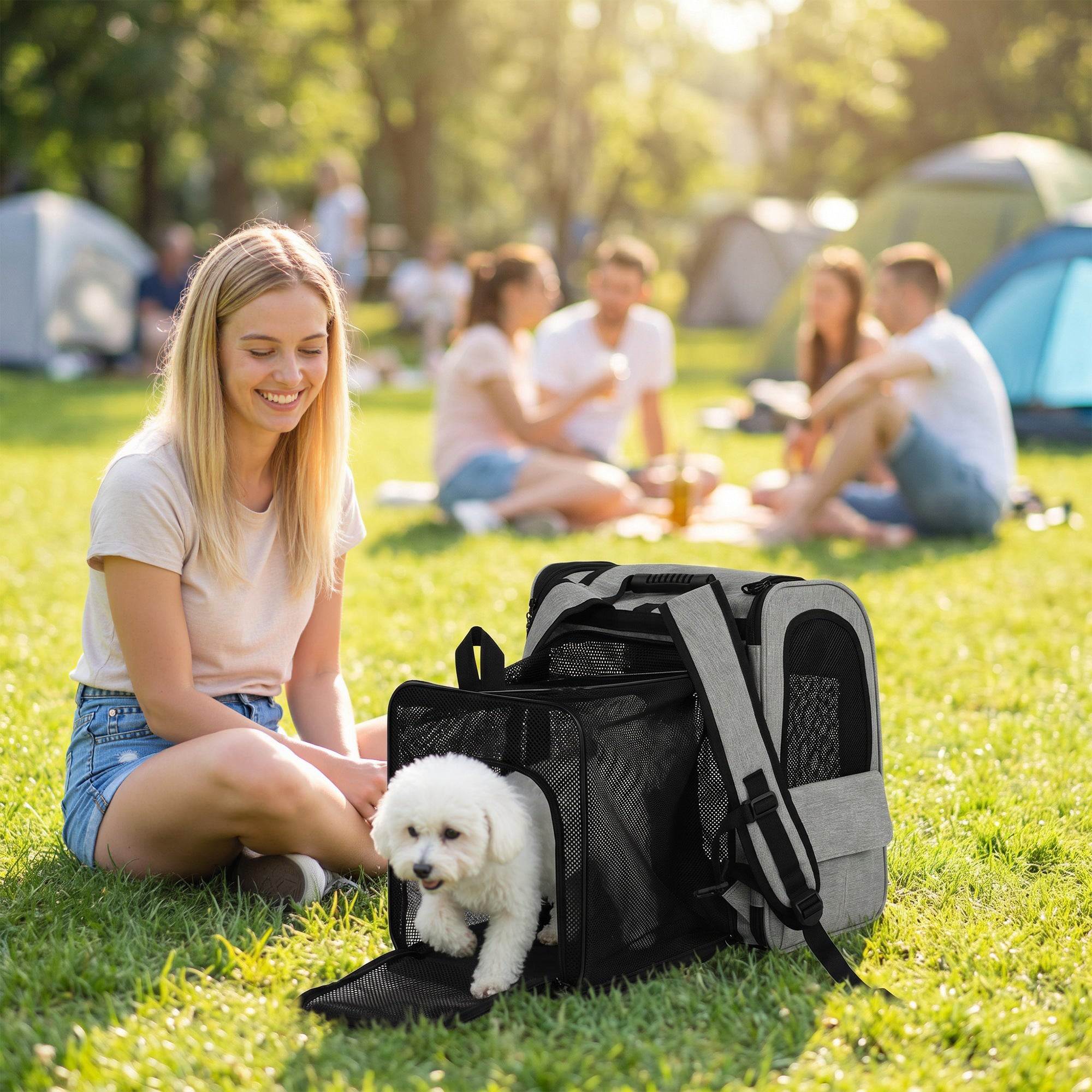 pawhut-sac-dos-transporteur-pour-animaux-extensible-et-respirant-gris-clair image 3