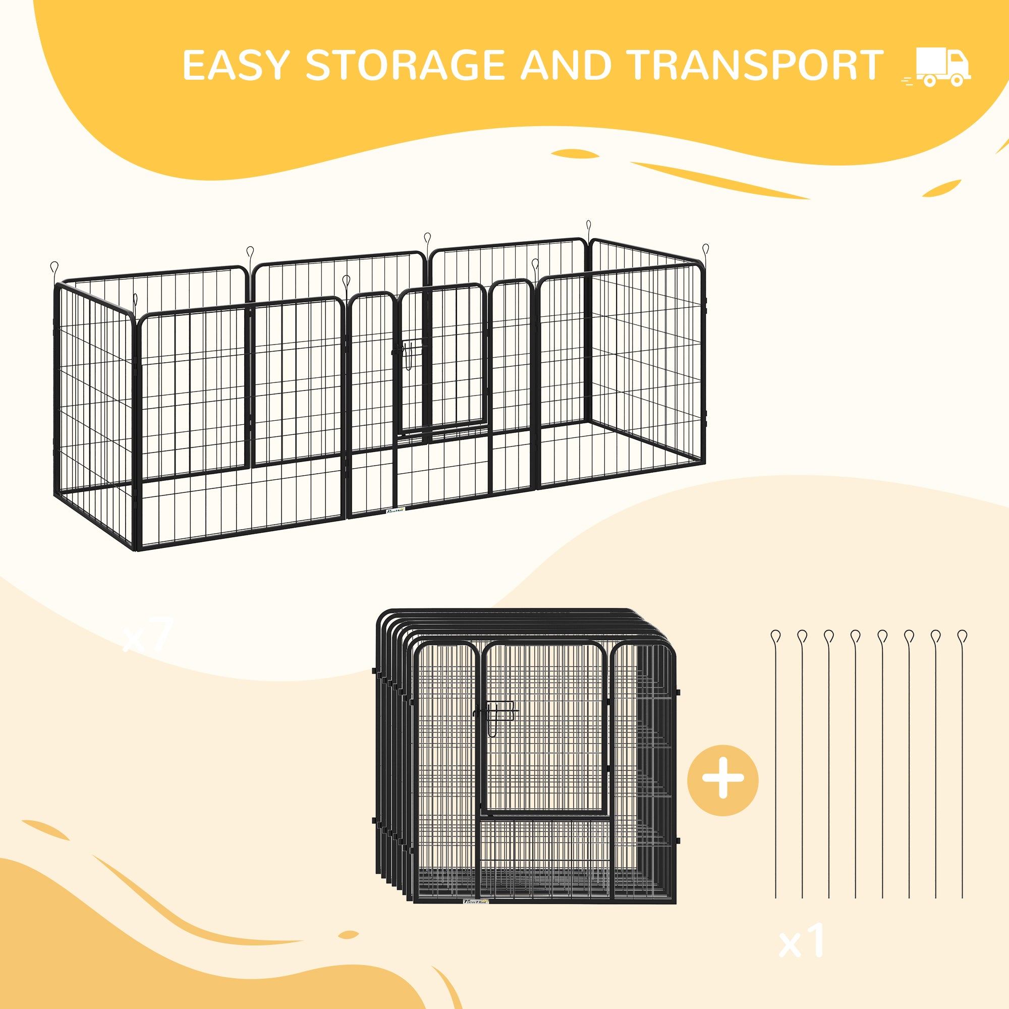 pawhut-parc-pour-chien-8-panneaux-80-cm-m-tal-avec-porte-int-rieur-ext-rieur image 7